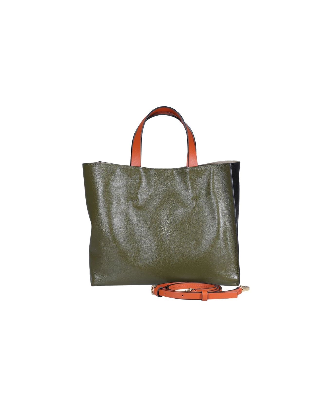 Marni Two-toned Tote Bag - Black/mosstone/tile