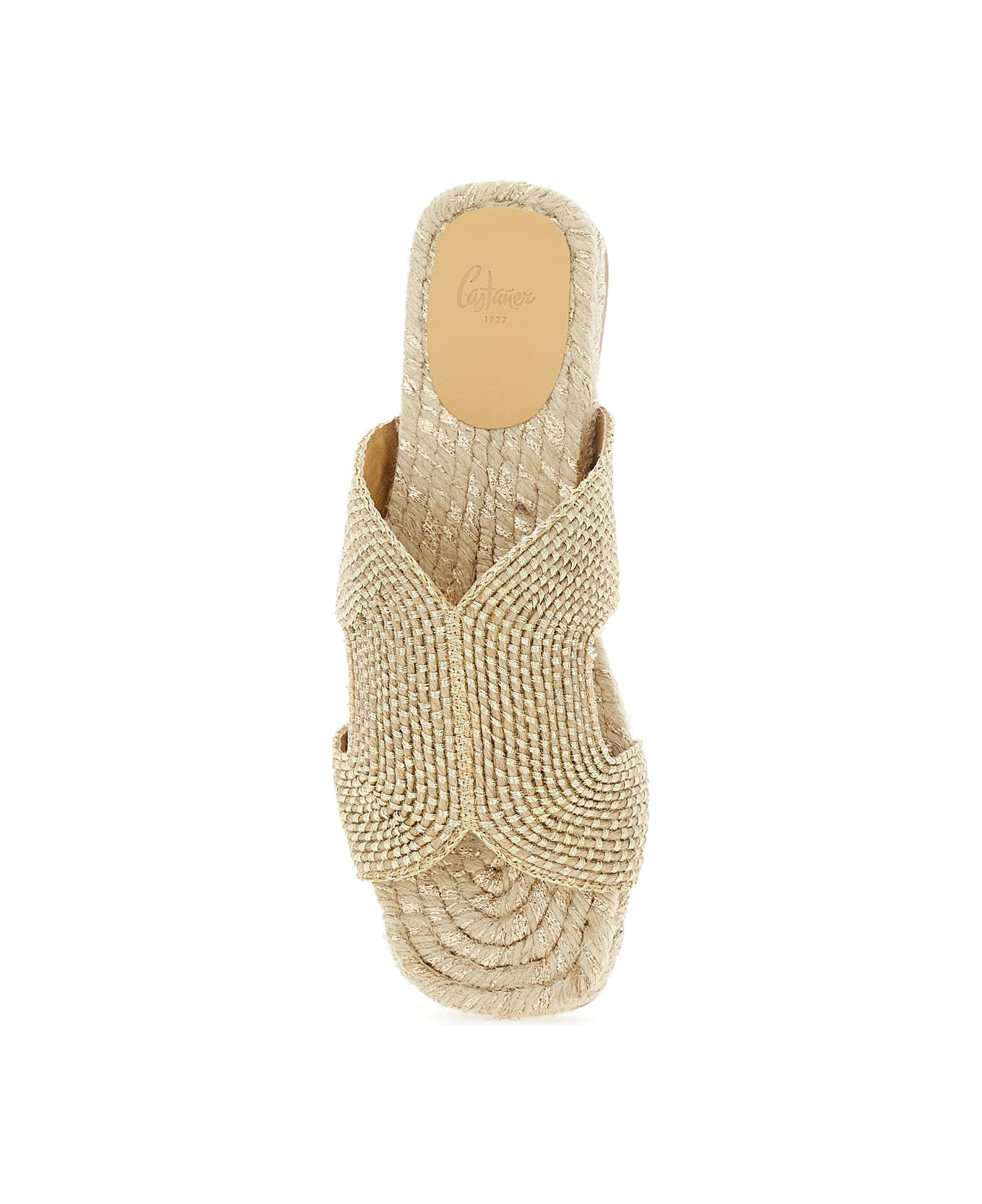 Castañer 
puri
 Beige Sandals With Open Toe And Flat Sole In Fabric Woman - Metallic