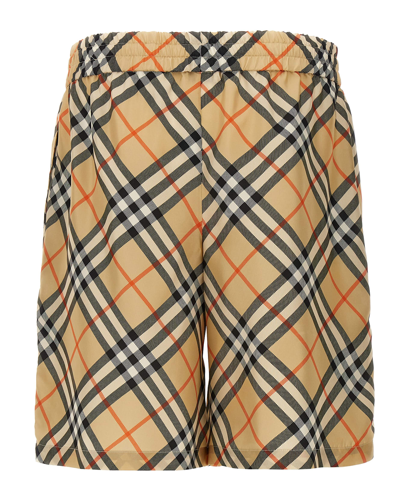 Burberry Check Silk Bermuda Shorts - Beige