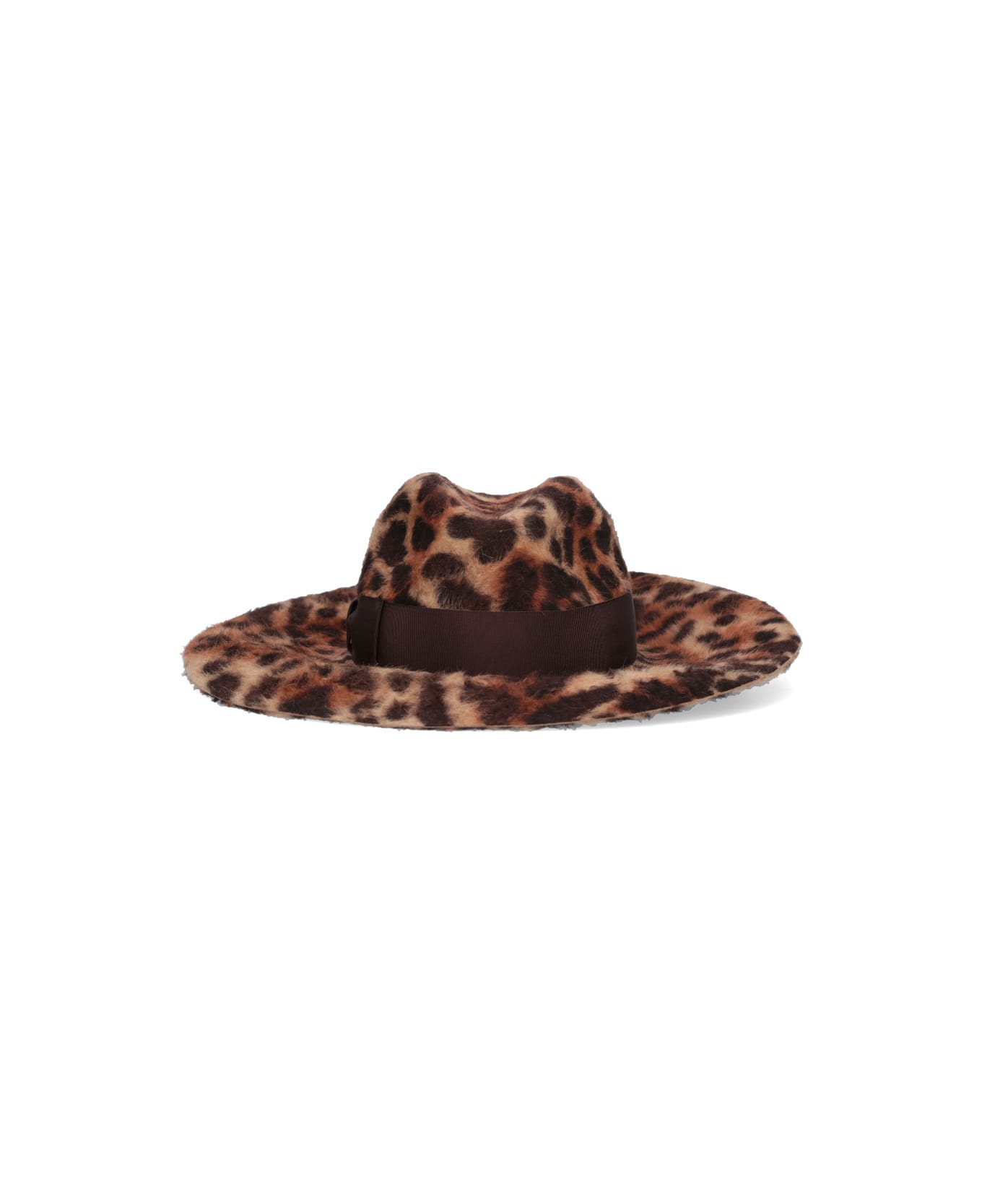 Borsalino Sophie Leopard Print Melusine Felt - LEOPARD PRINT BROWN