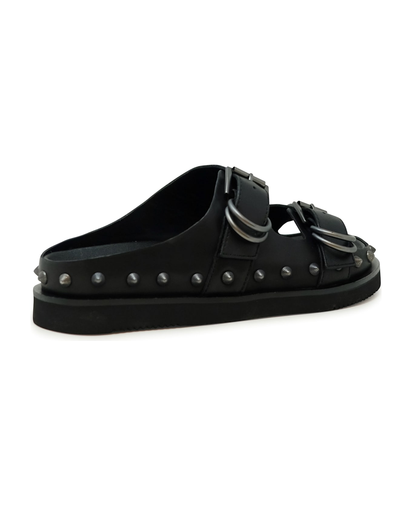 Ash Black Leather Sandal - BLACK