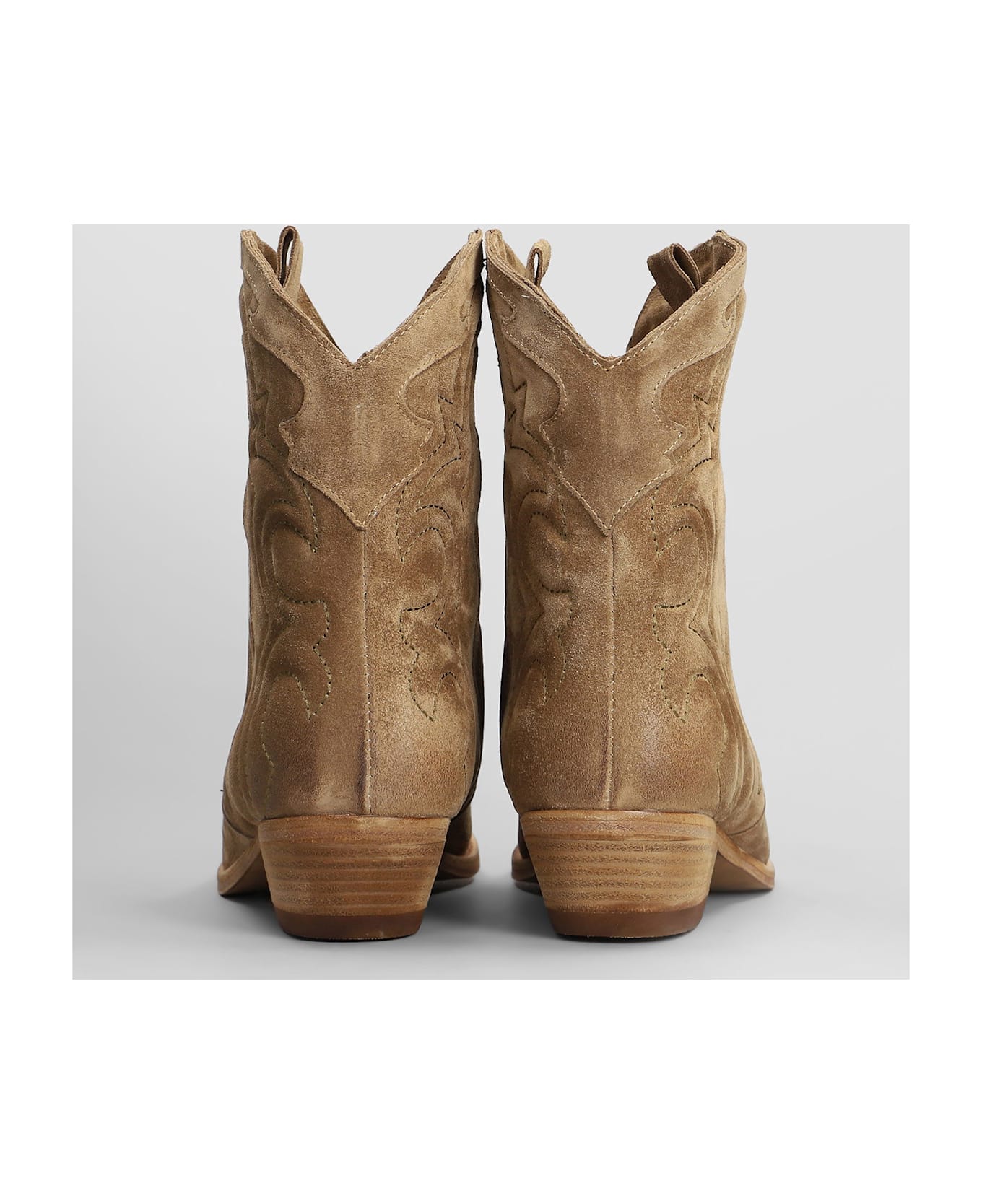 Julie Dee Texan Ankle Boots In Beige Suede - beige ブーツ