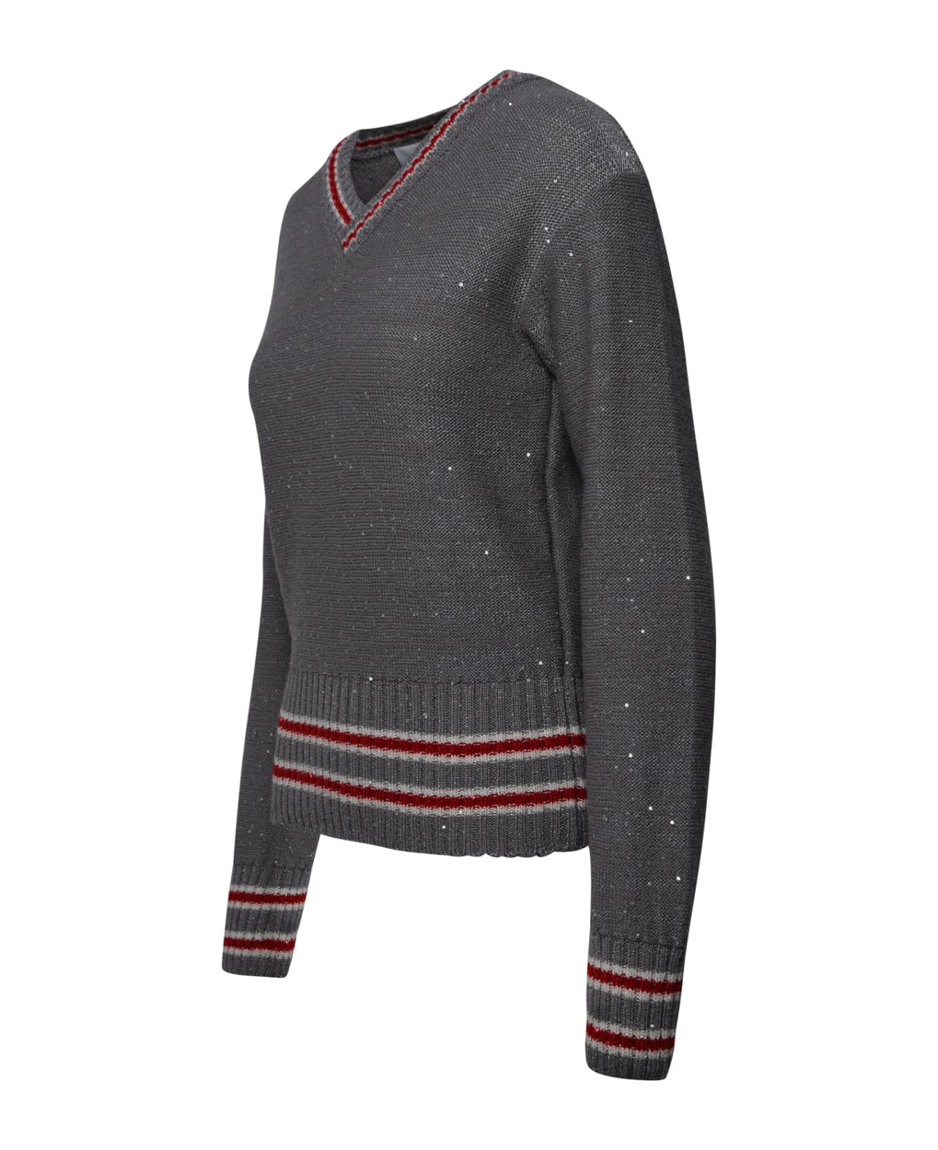 MSGM Grey Wool Blend Varsity Sweater - Grey