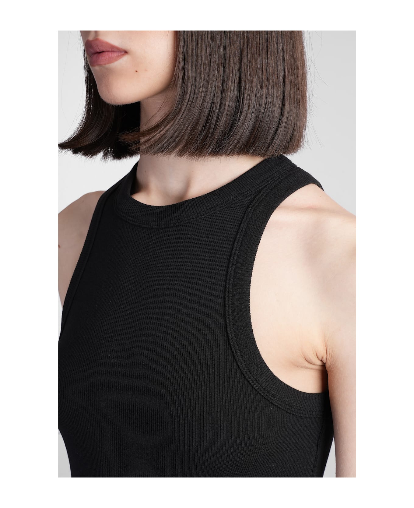 Anine Bing Eva Tank Top In Black Cotton - black