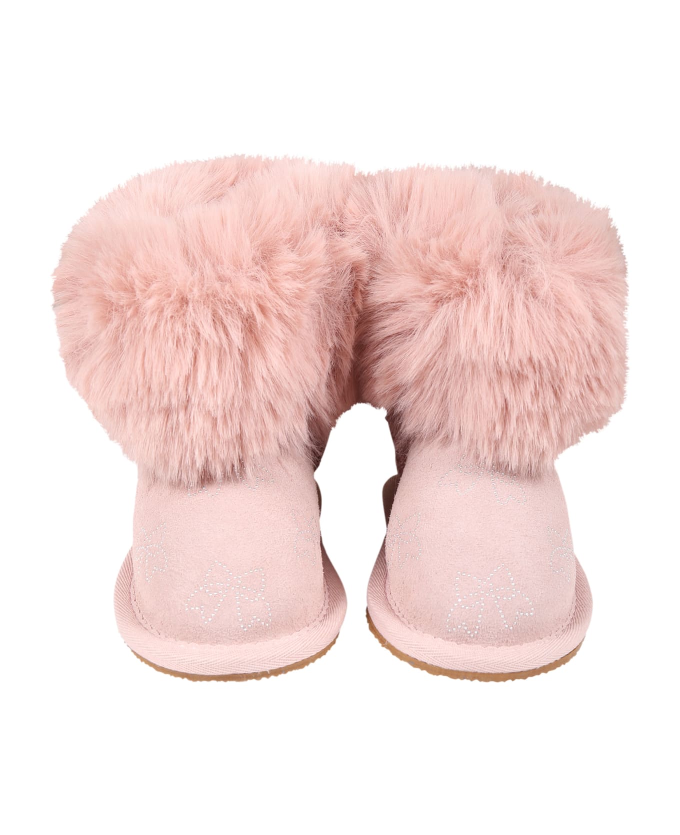 Monnalisa Pink Boots For Girl With Bows - Rosa Antico
