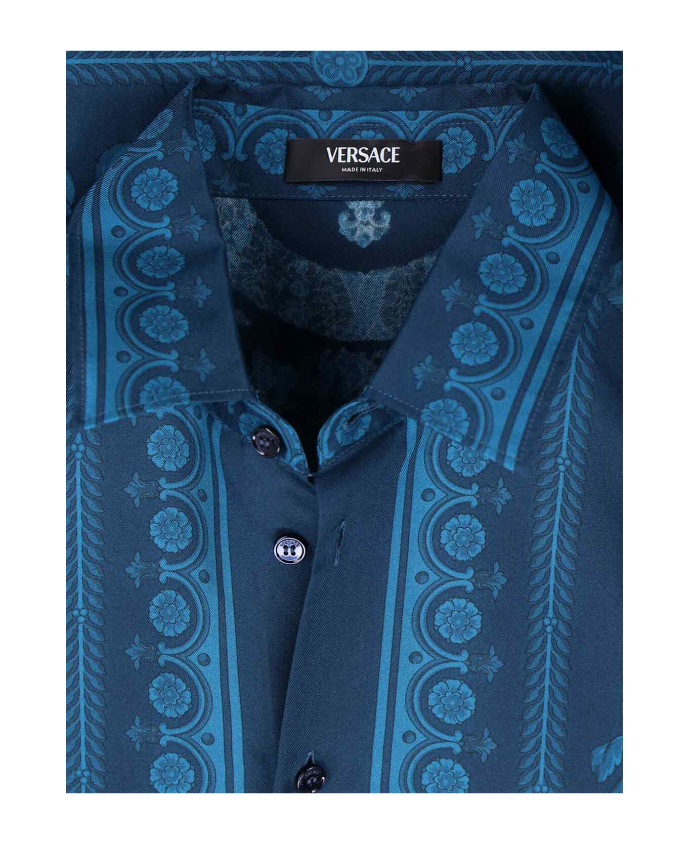 Versace 'barocco' Silk Shirt - Blue