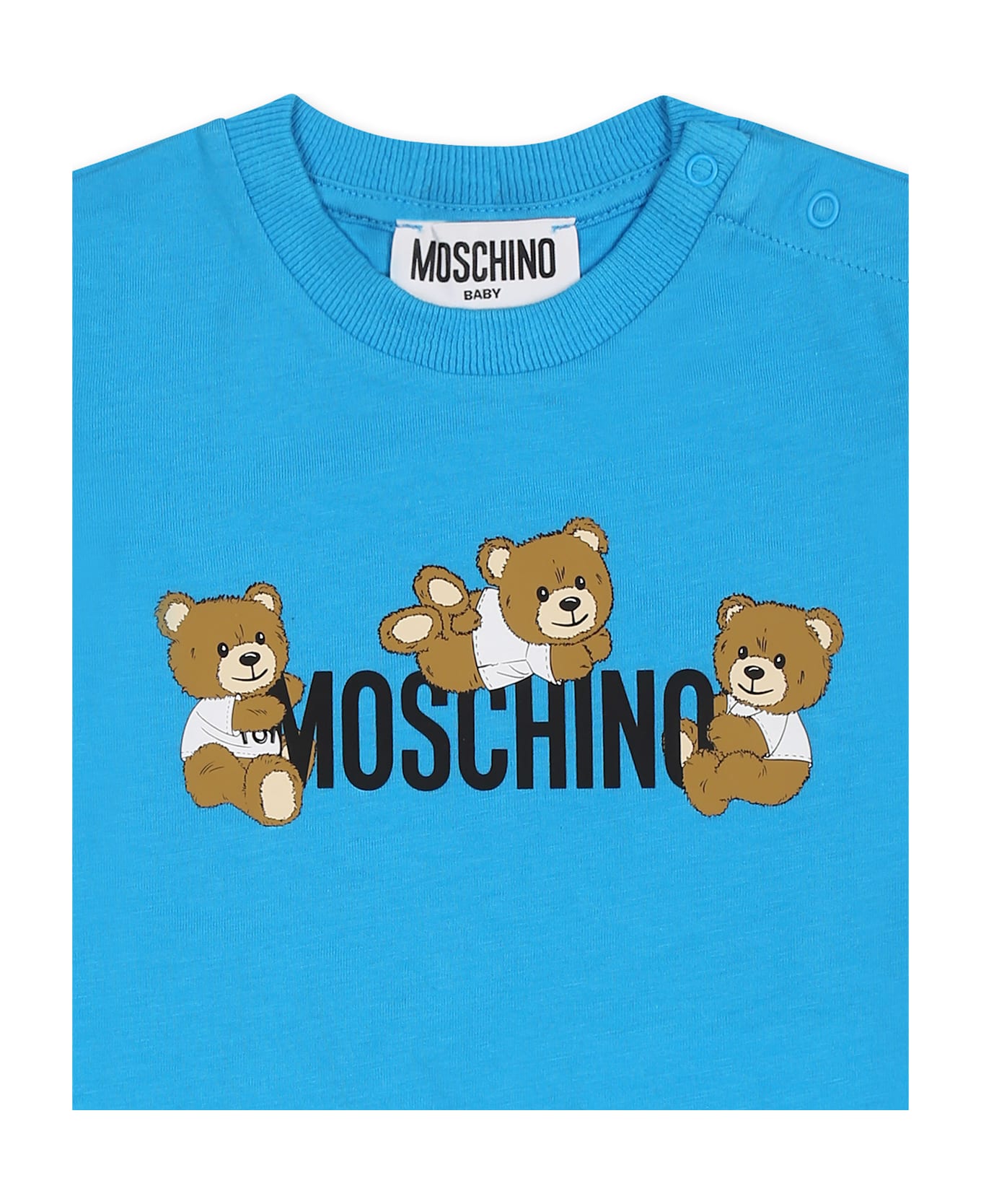 Moschino Light Blue T-shirt For Baby Boy With Teddy Bears - Light Blue