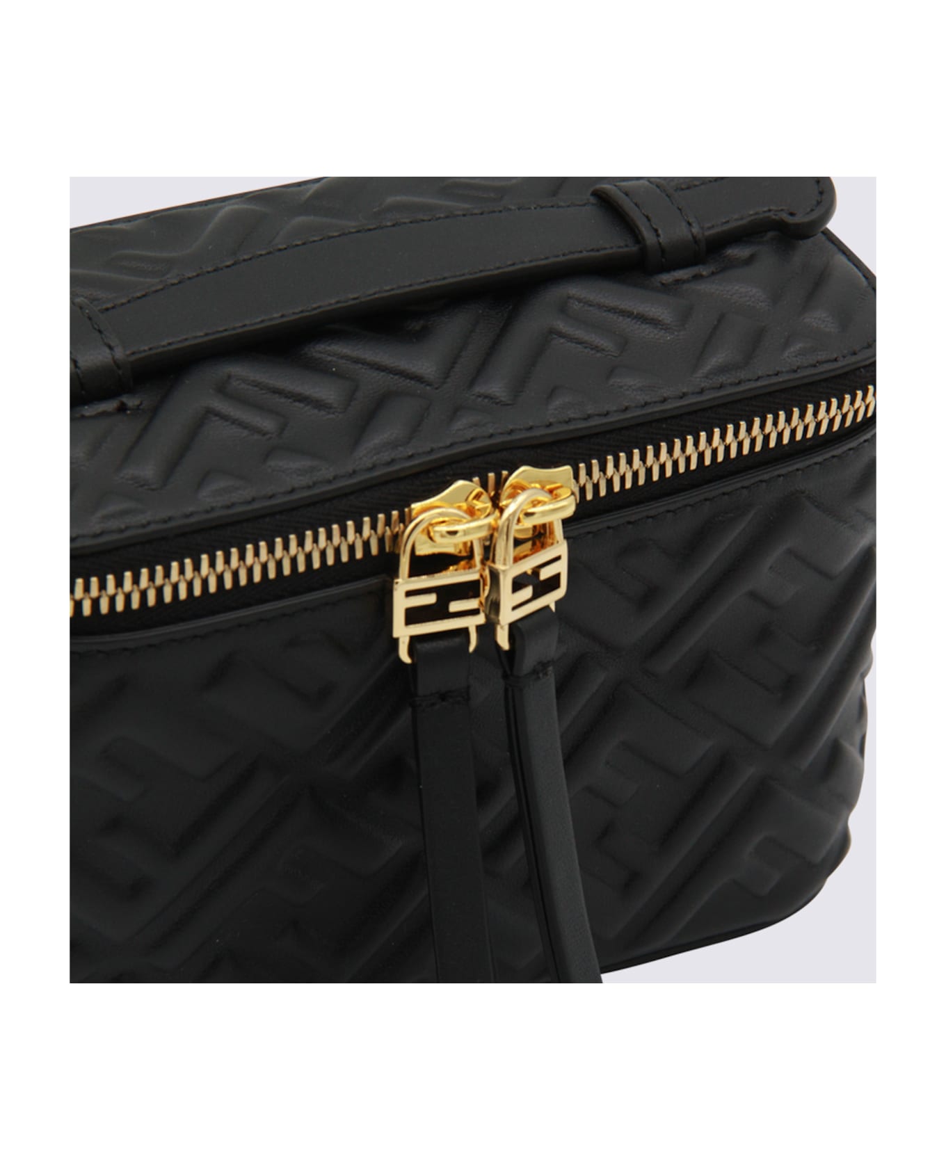 Fendi Black Leather Vanity Top Handle Bag - Black