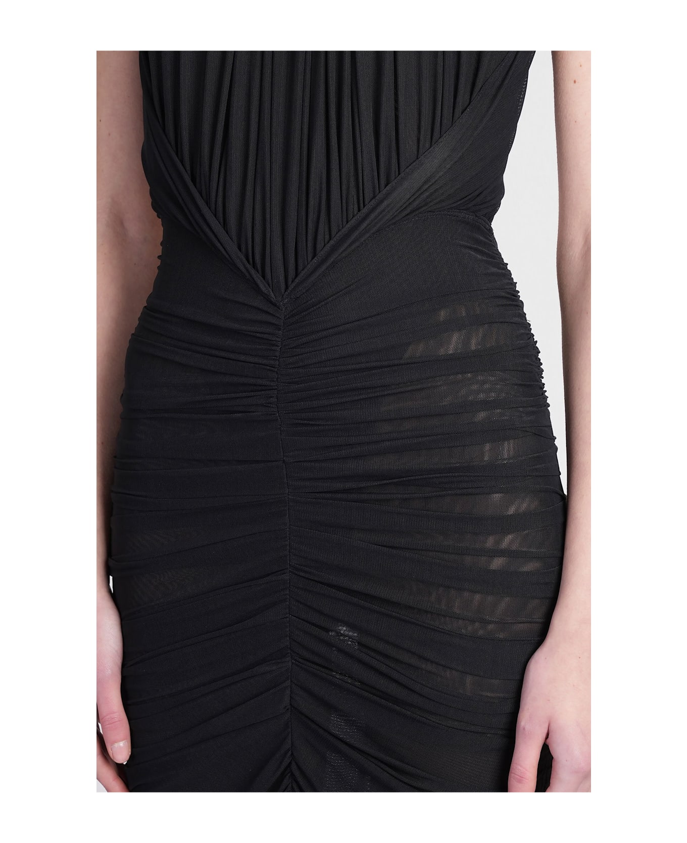 Mugler Long Dress In Black Polyamide - black