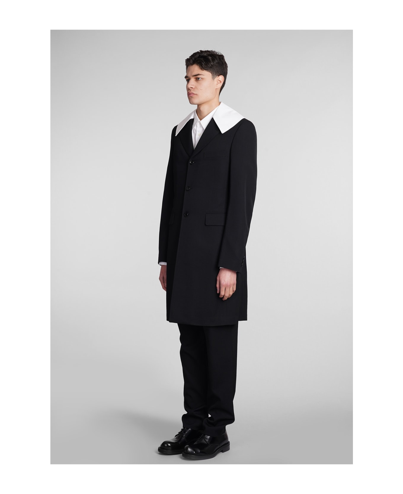 Comme Des Garçons Homme Plus Coat In Black Wool - black
