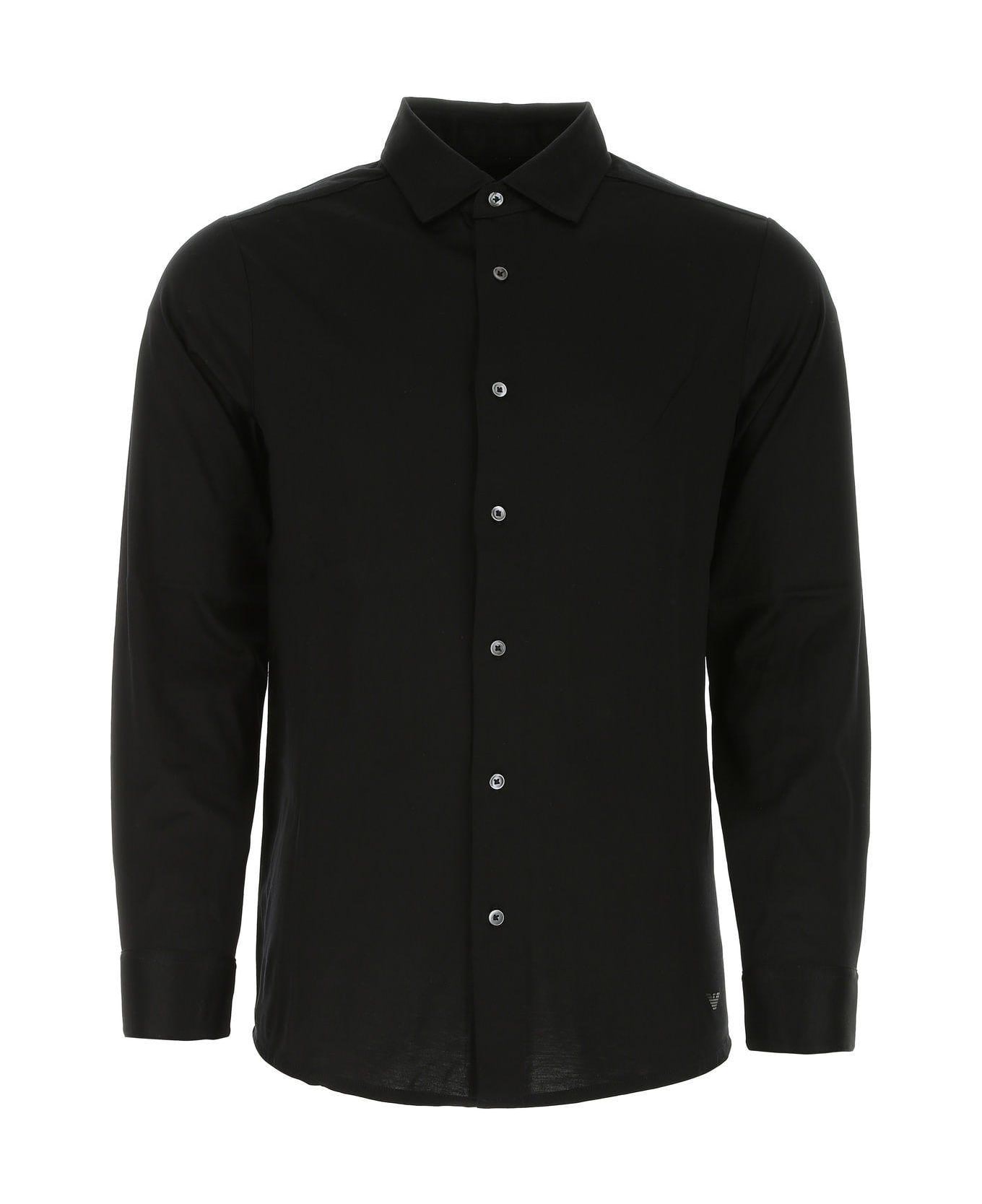 Emporio Armani Black Lyocell Blend Shirt - Black