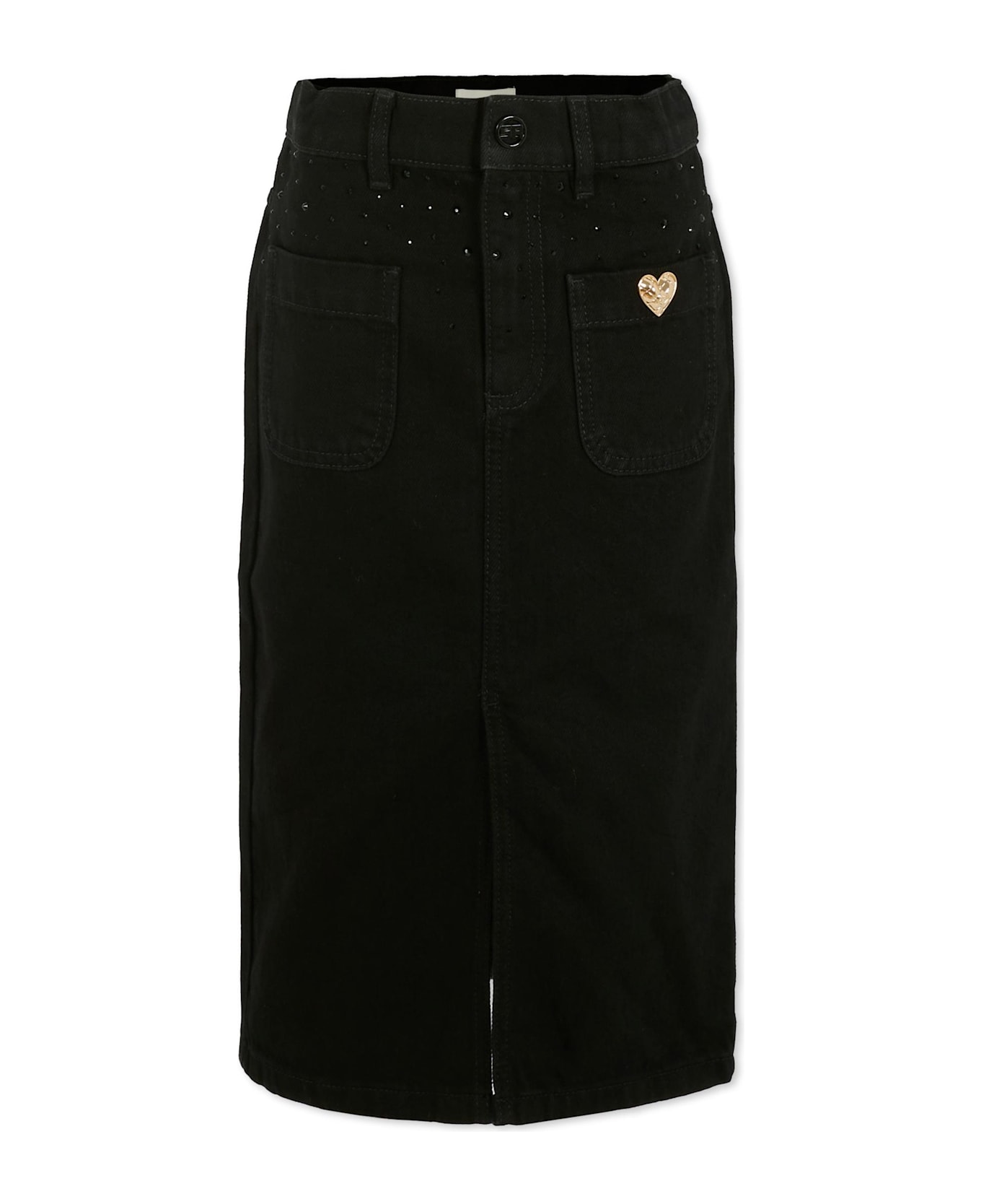 Rykiel Enfant Black Skirt For Girl With Rhinestones - Black