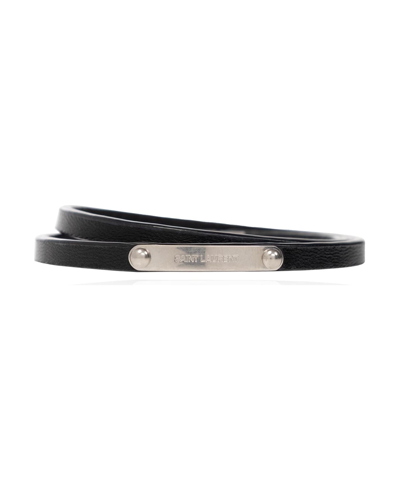 Saint Laurent Leather Bracelet - BLACK