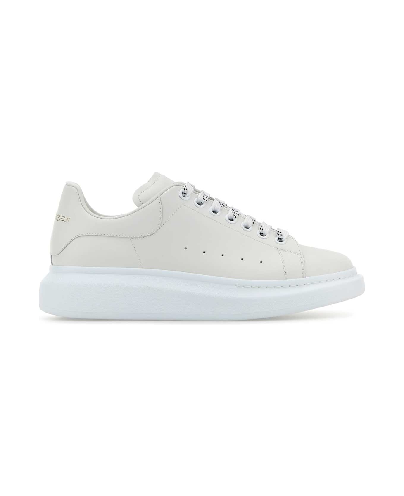 Alexander McQueen Chalk Leather Sneakers With Chalk Leather Heel - WHITE