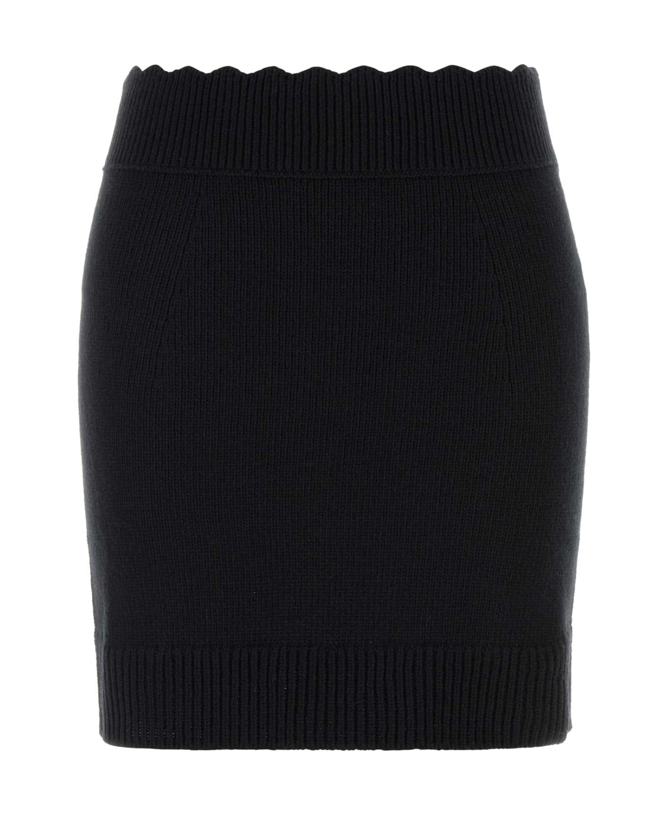 Chloé Black Wool Blend Mini Skirt - BLACK