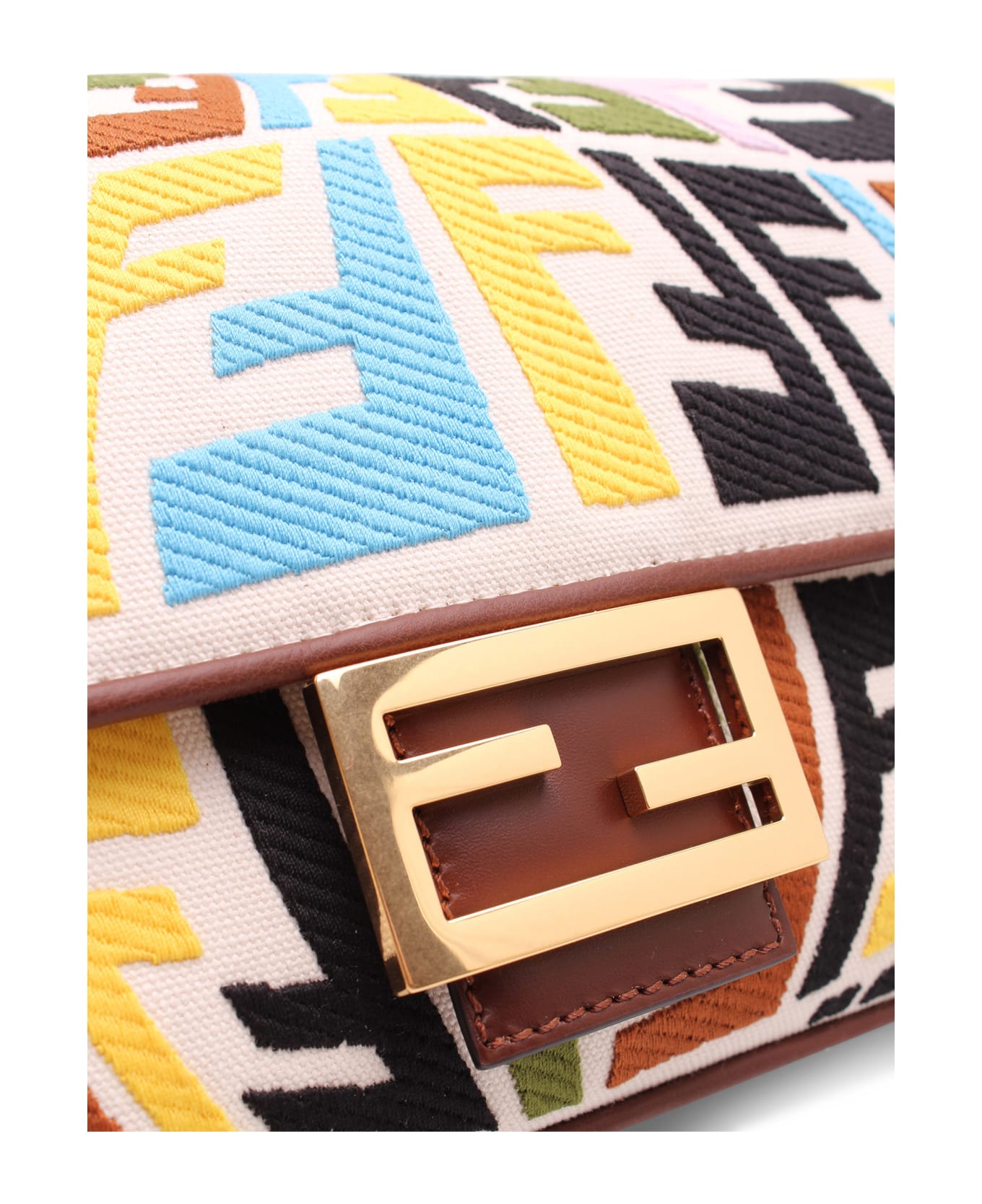 Fendi Cotton 
baguette Ff
 Multicolor Shoulder Bag - Multicolor
