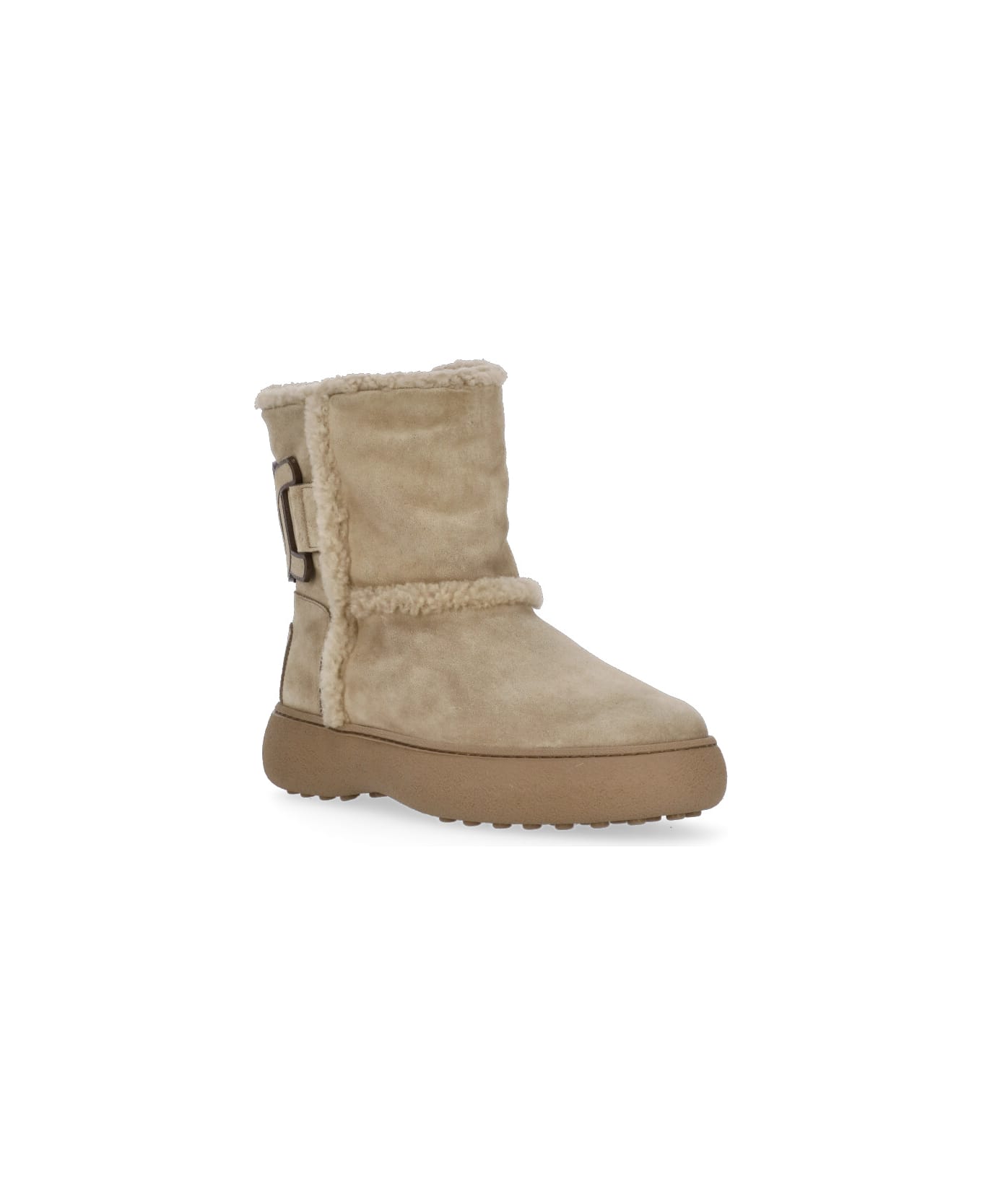 Tod's Suede And Sheepskin Ankle Boot - Beige