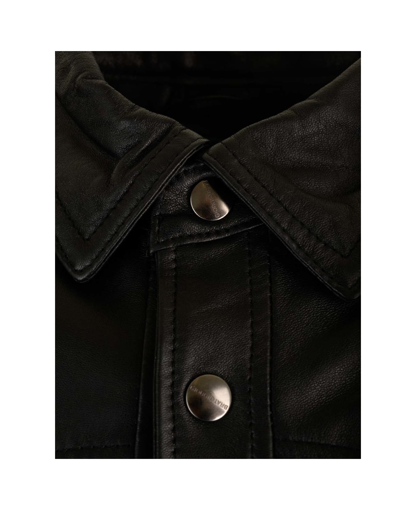 Giorgio Brato Black Leather 'texas' Shirt - Black