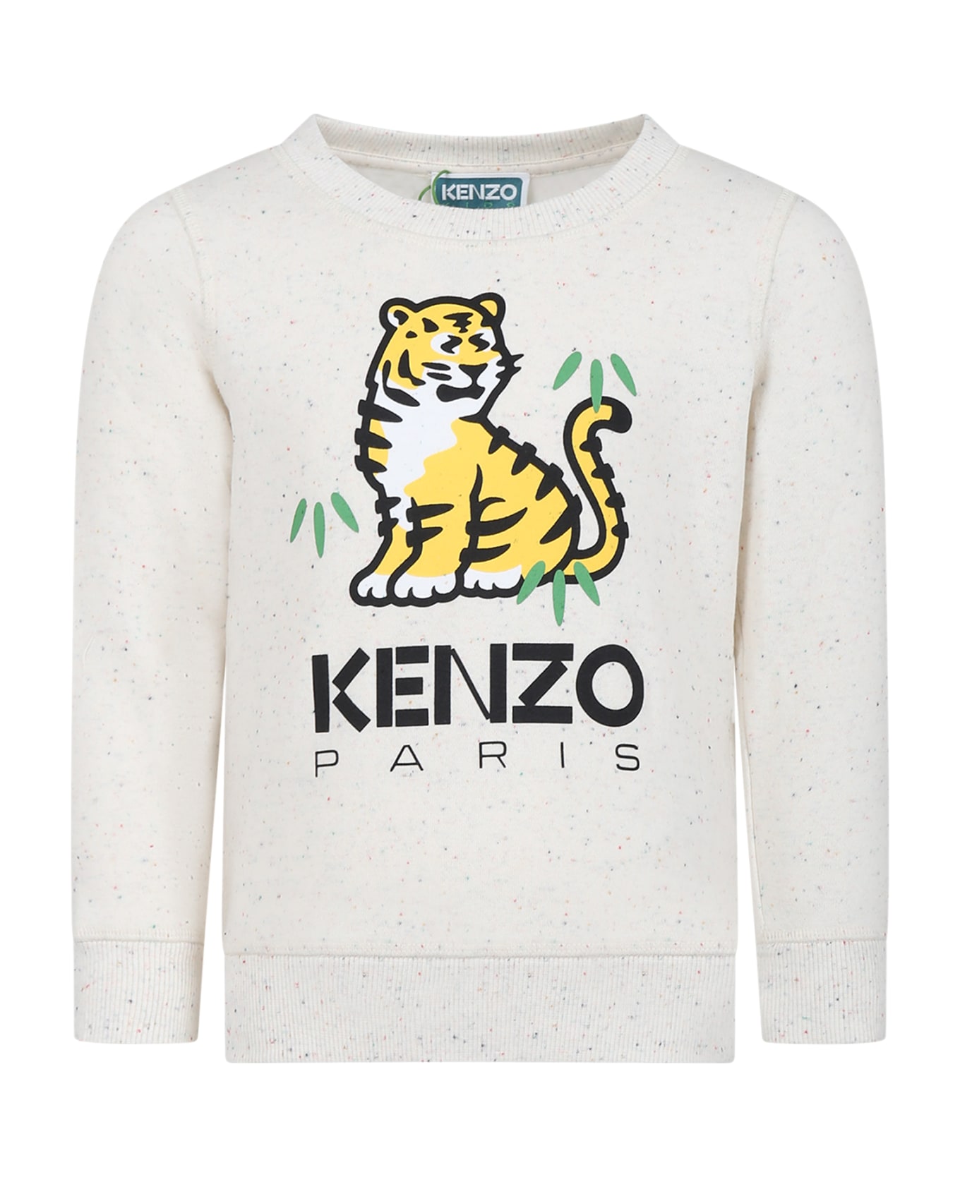 Kenzo Kids Ivory Sweatshirt For Kids With Tiger And Logo - C Wicker