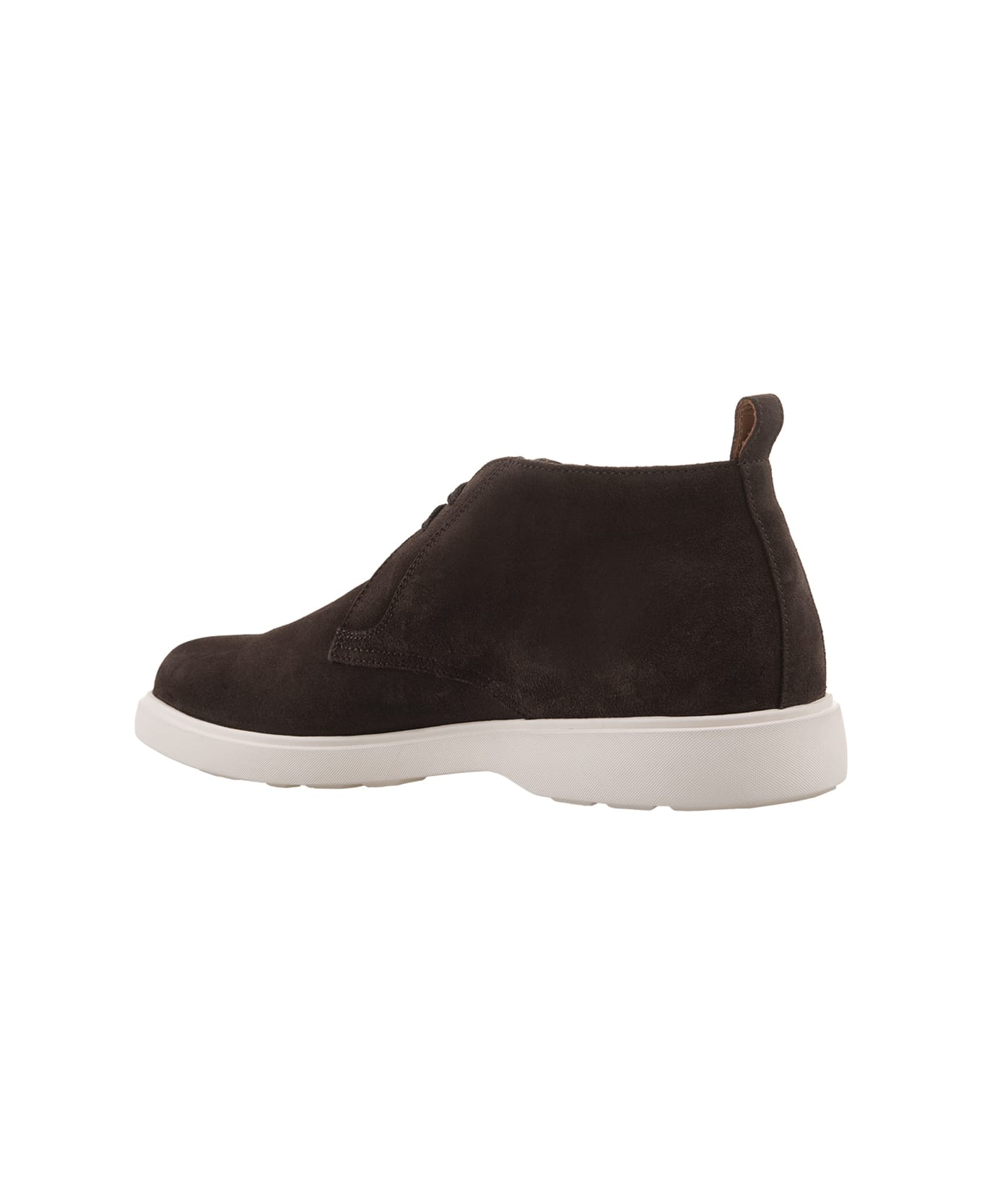 Kiton Brown Suede Laced Leather Ankle Boots - Brown