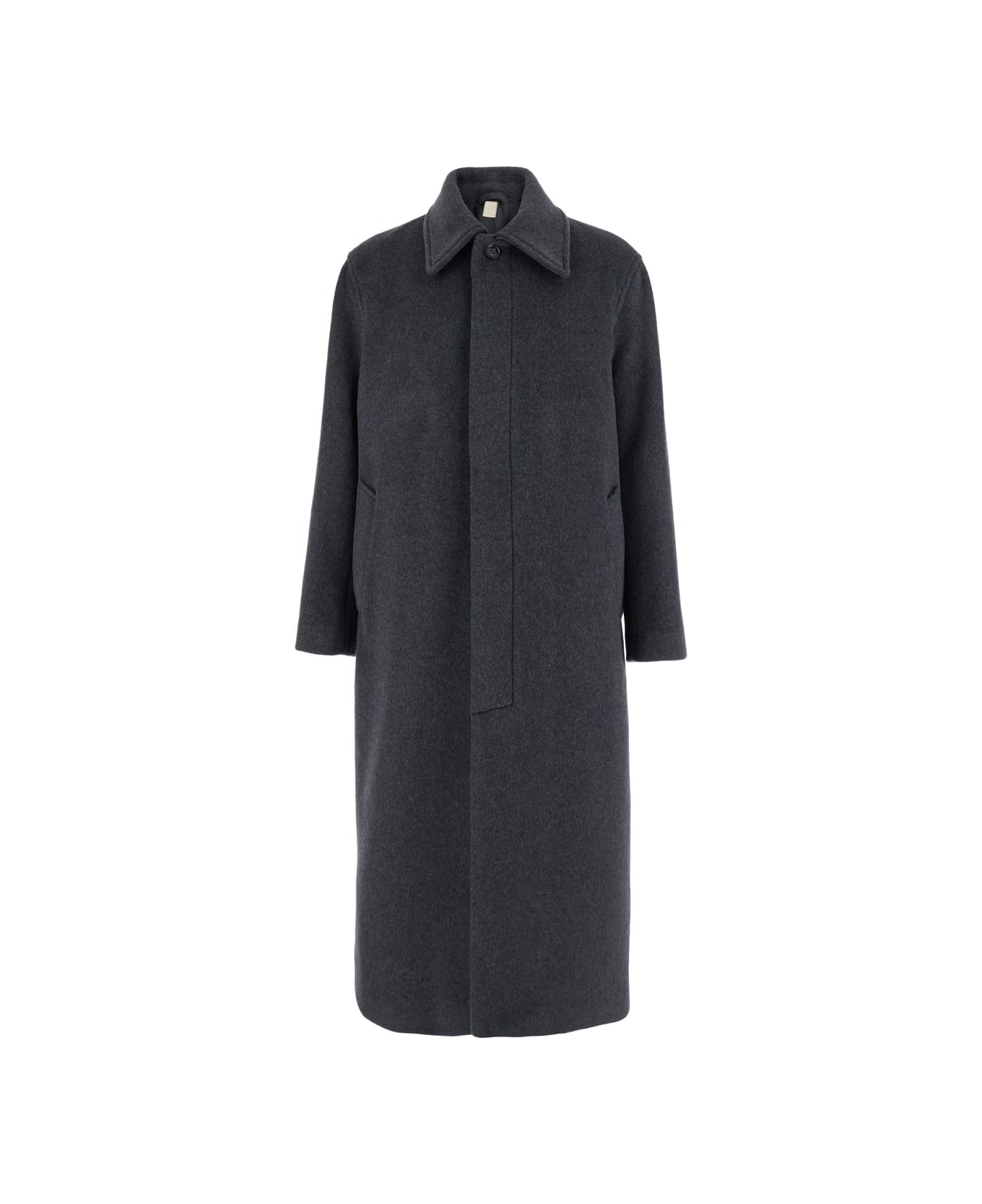 Sunflower Grey Coat With Classic Collar And Wide Sleeves In Wool Blend Man - Grey