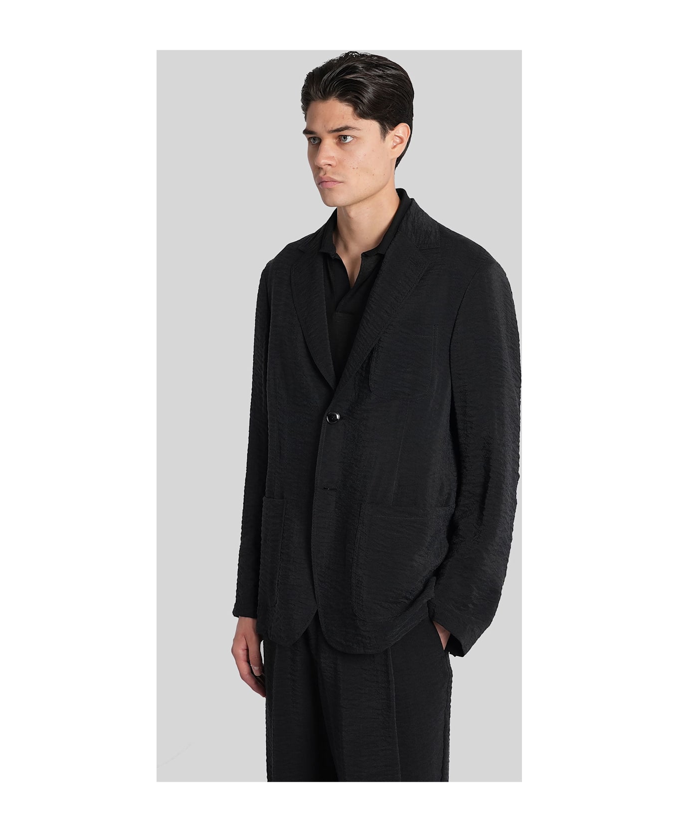 Giorgio Armani Blazer In Black Polyamide Polyester - black