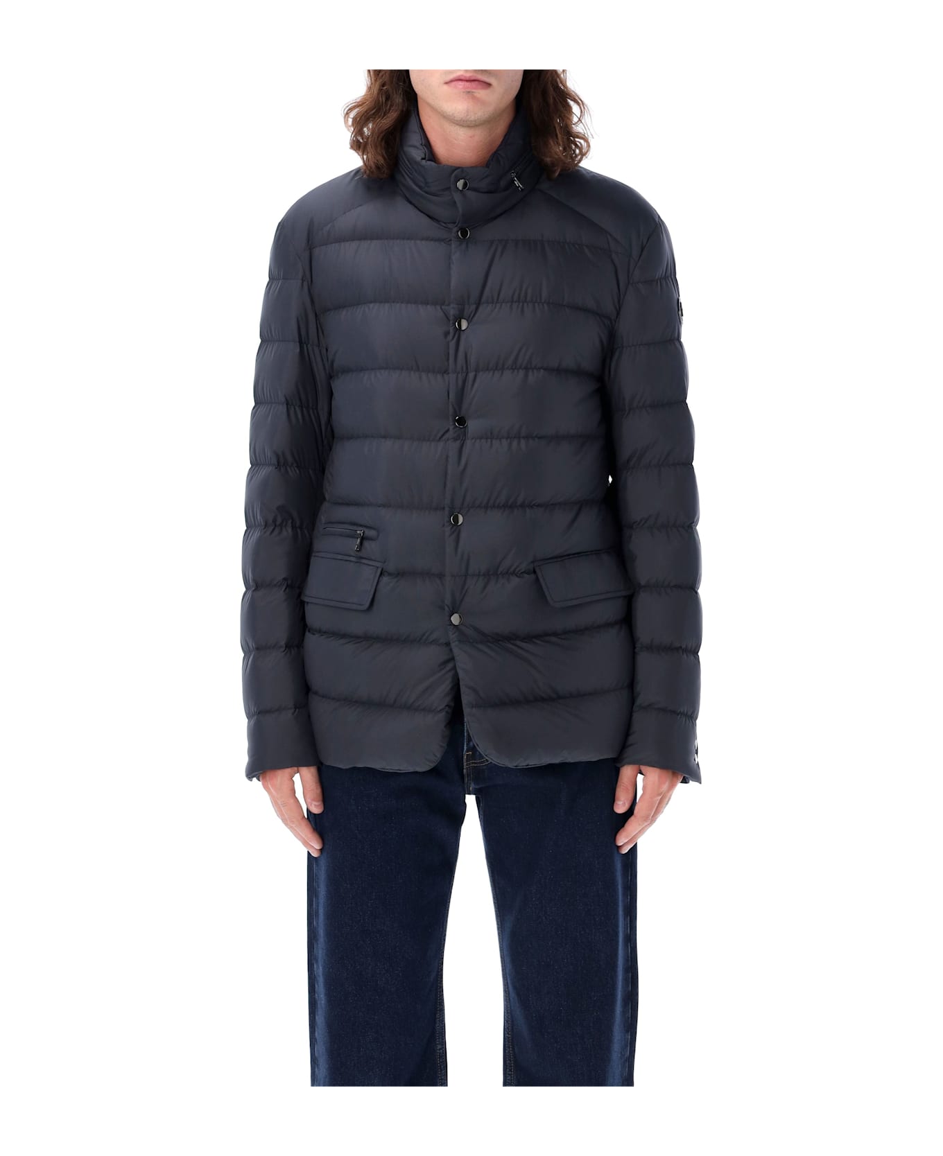 Moncler Navy Blue Malinvern Down Jacket - Blue