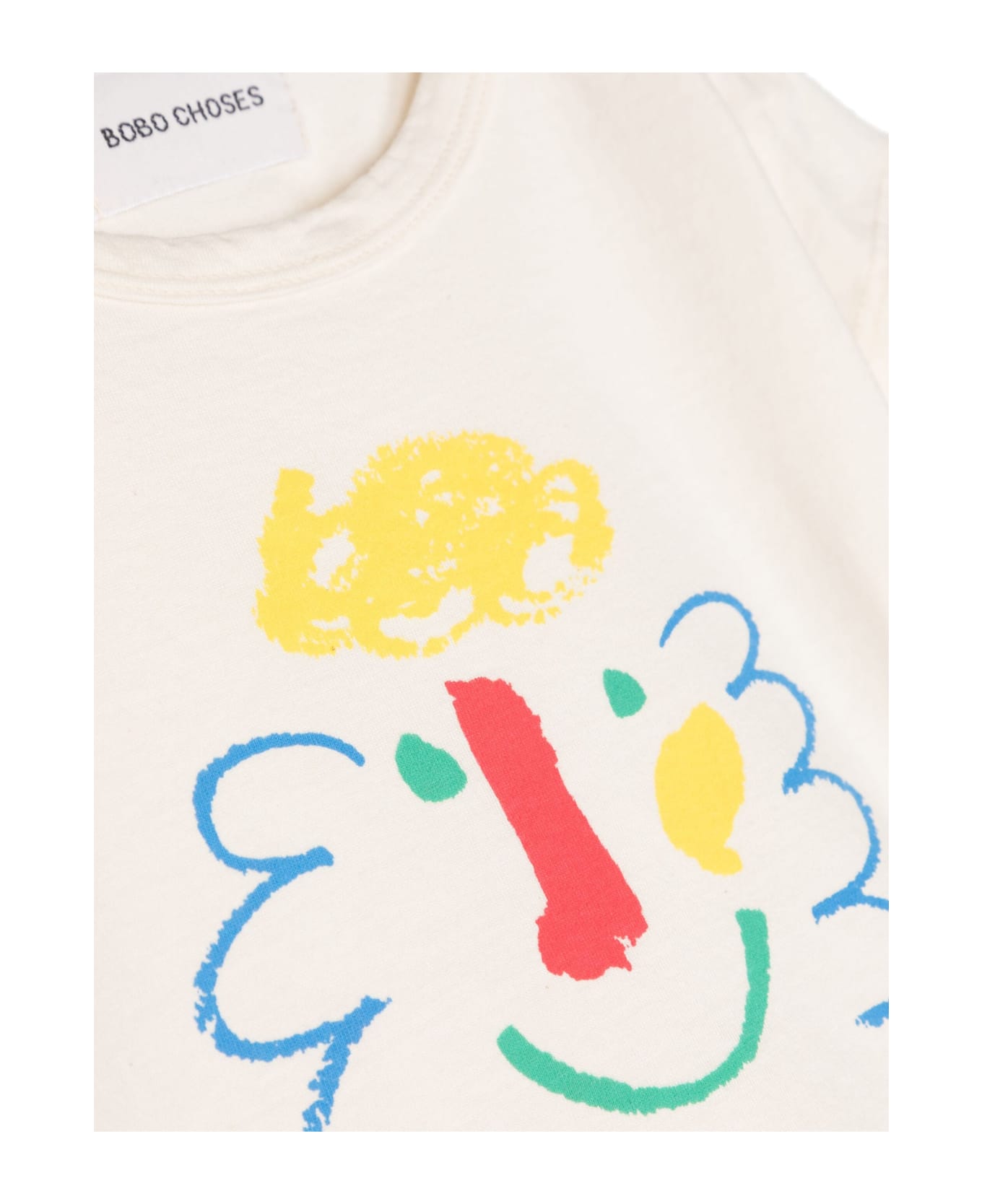 Bobo Choses Ivory T-shirt For Baby Boy With Multicolor Print - Ivory Tシャツ＆ポロシャツ
