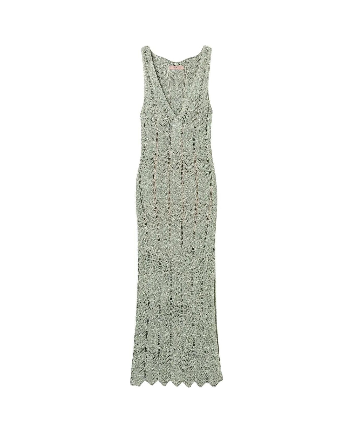 TwinSet Chevron Knit Maxi Dress TwinSet