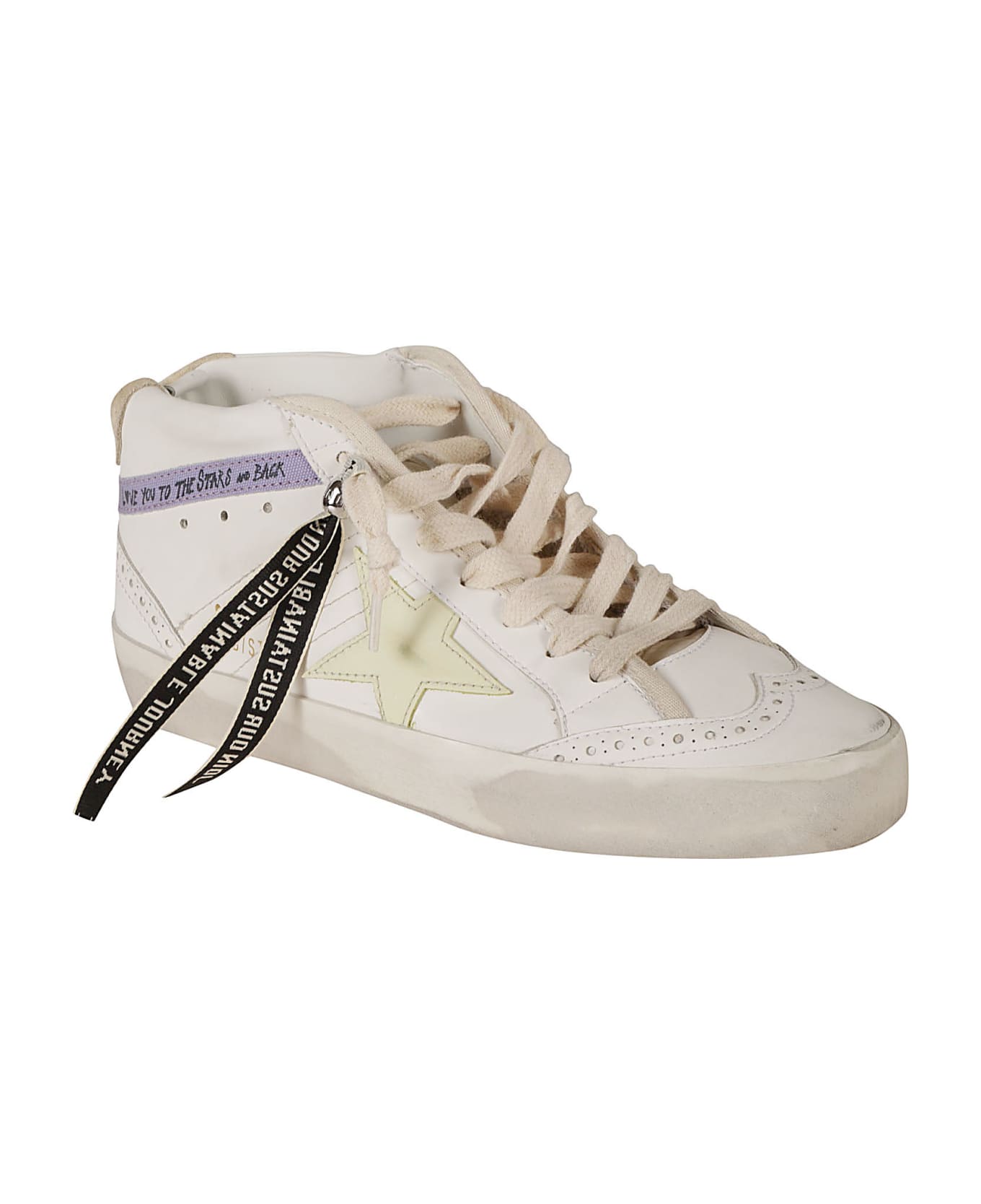 Golden Goose Mid Star Classic Sneakers - White/Beige/Light Yellow