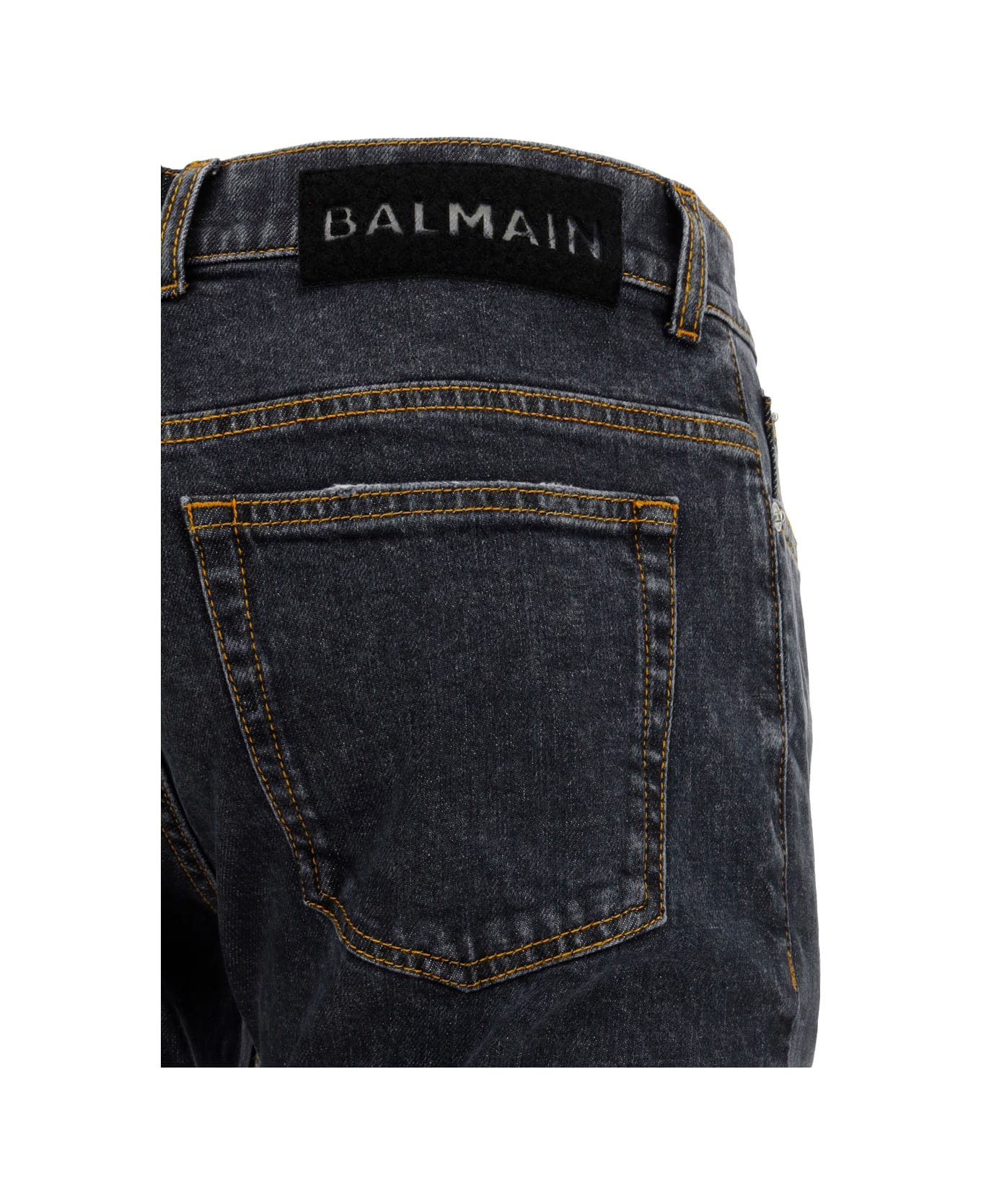 Balmain 5-pocket Slim Fit Jeans - Noir Delave' デニム