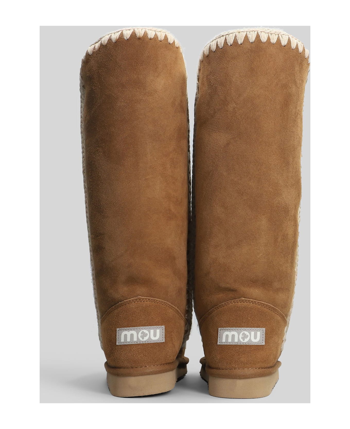 Mou Eskimo 40 Low Heels Boots In Leather Color Suede - leather color