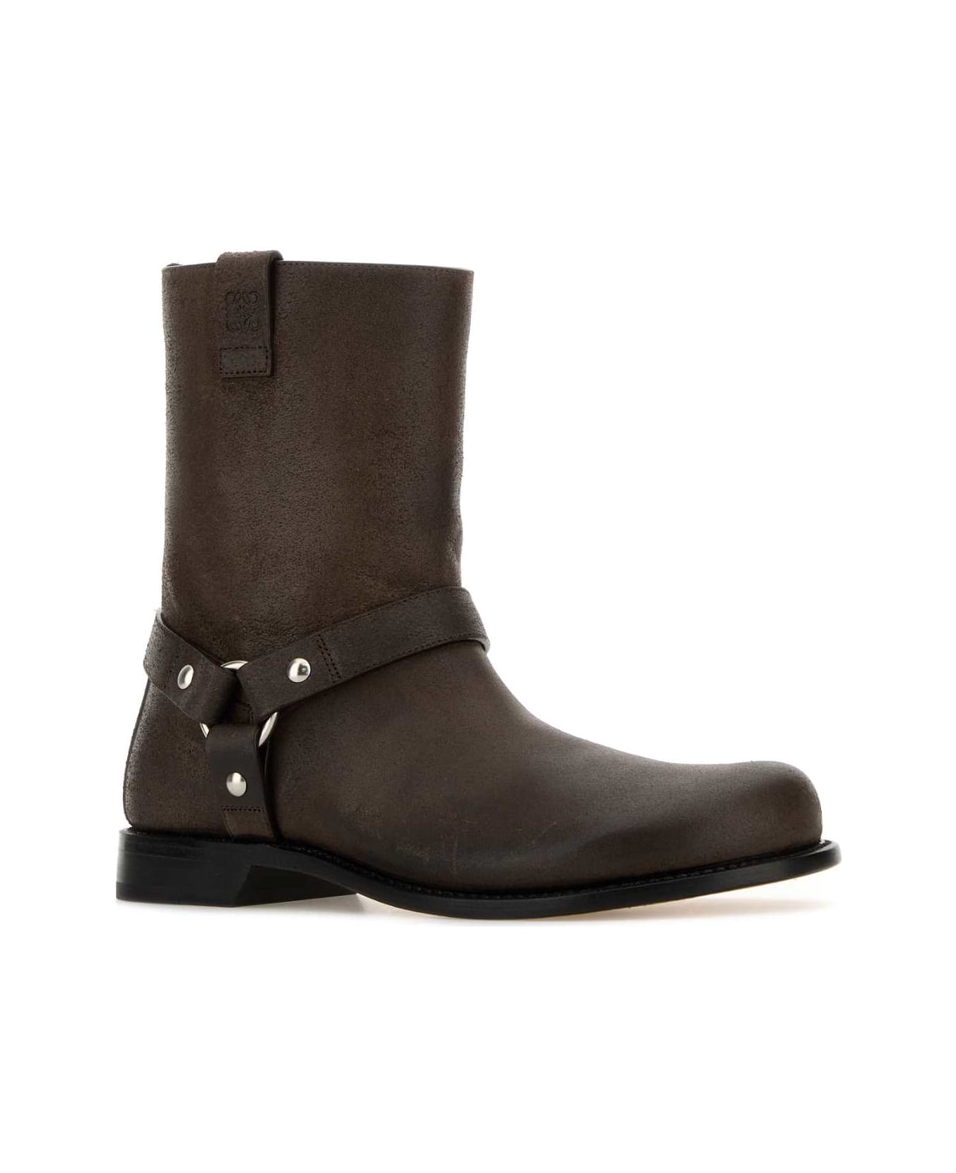 Loewe Dark Brown Leather Campo Biker Boots - DARKBROWN