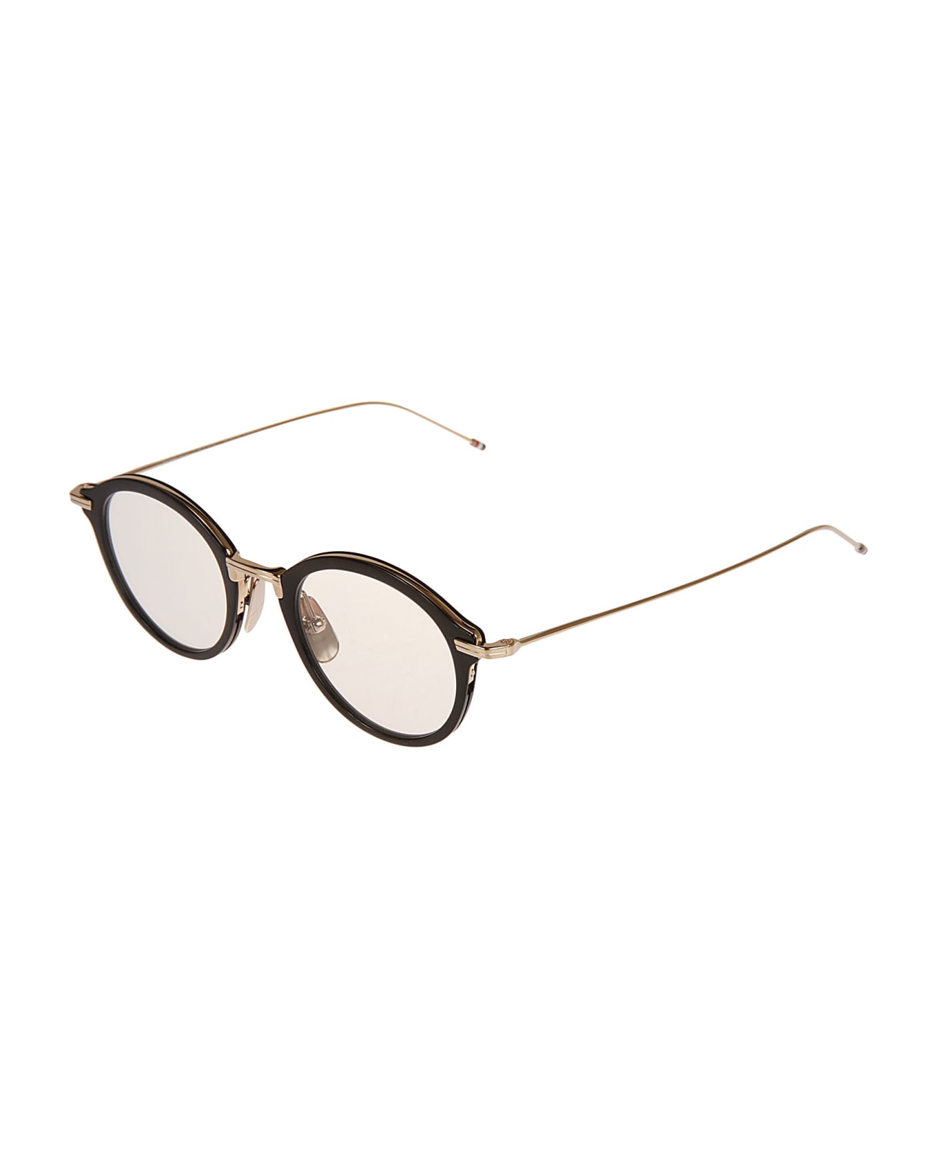 Thom Browne Oval Glasses - black   white gold