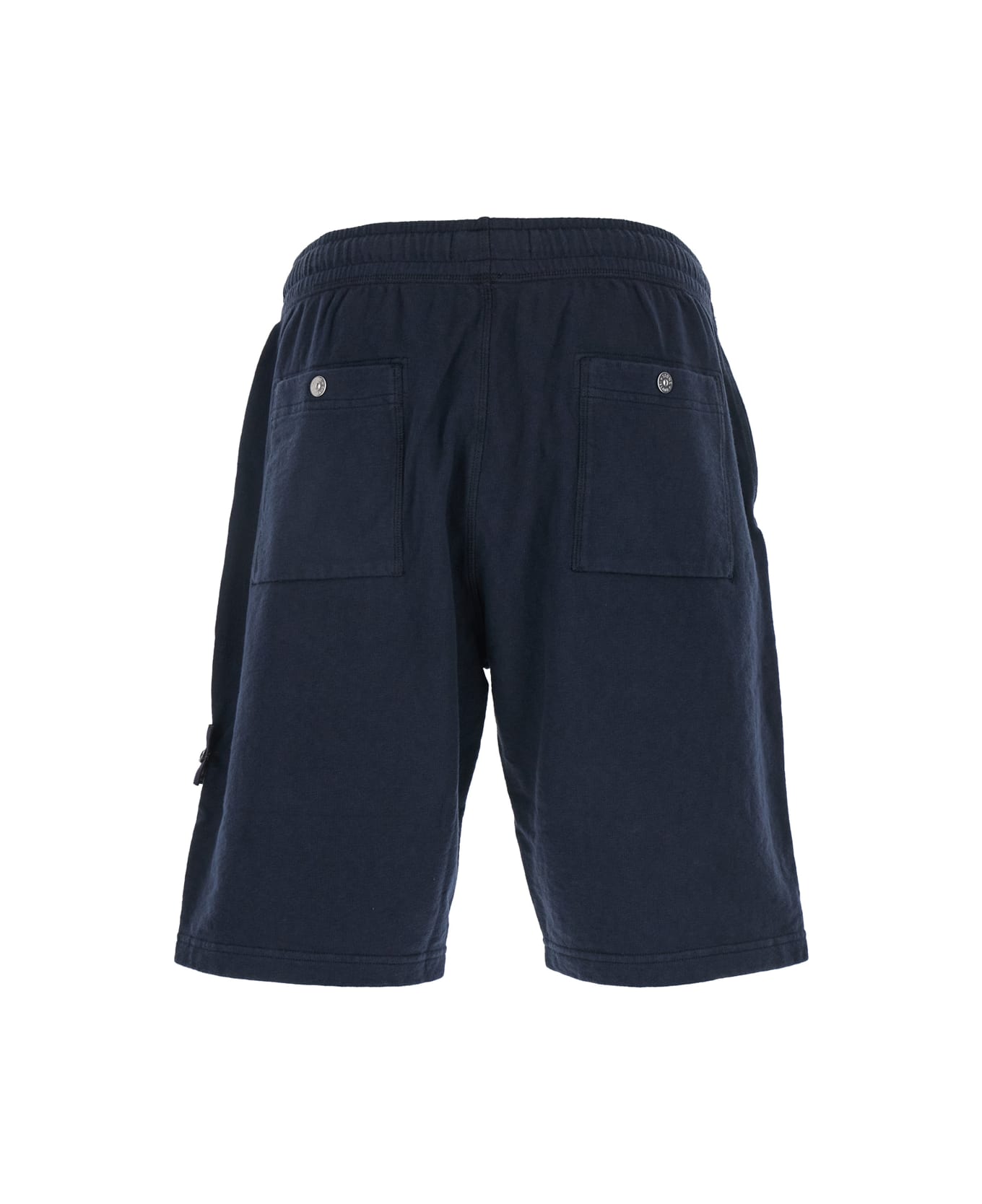 Stone Island Blue Shorts With Elastic Drawstring Waist And Logo Patch On The Front In Cotton Man - Blue