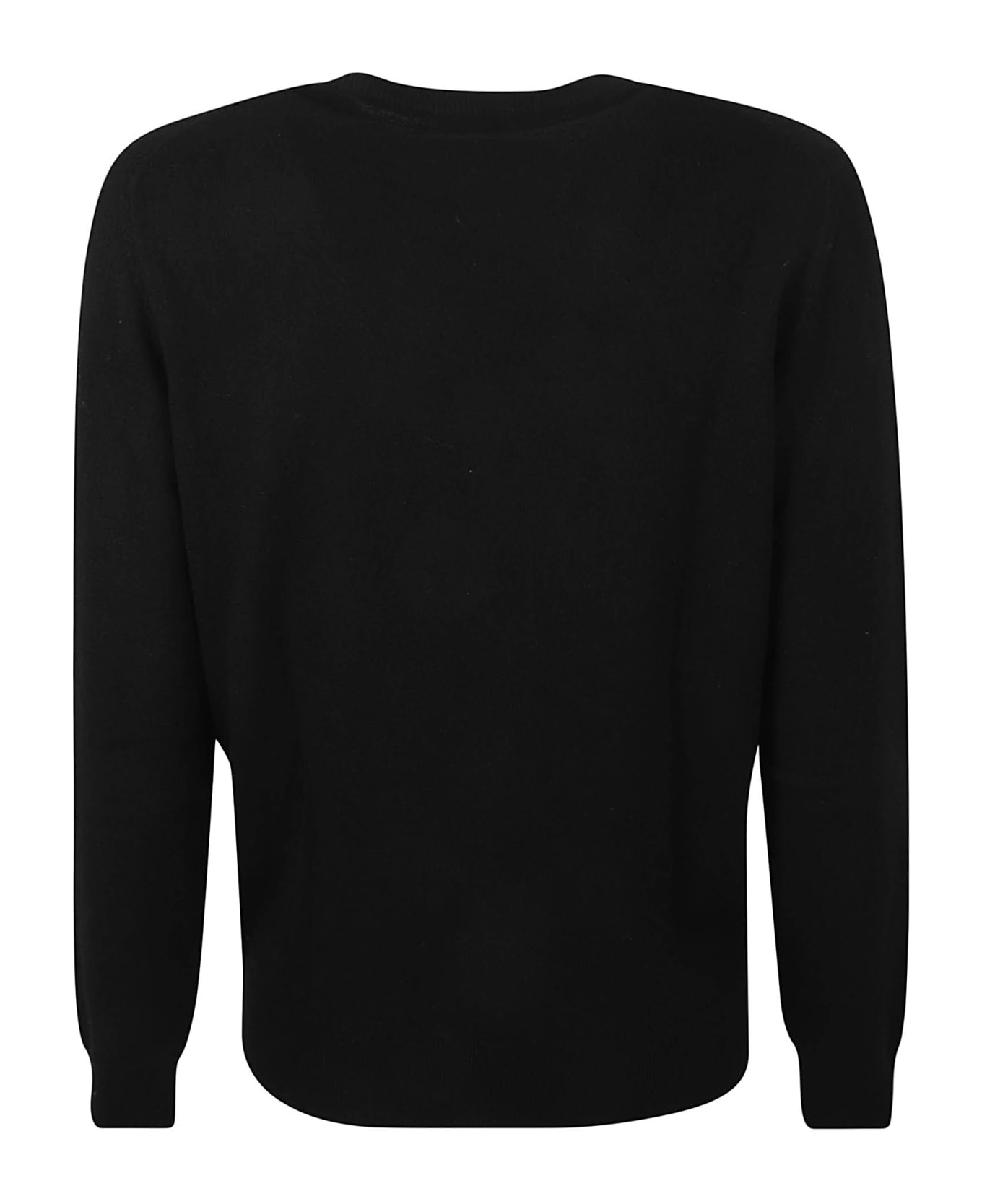 Zegna Round Neck Plain Ribbed Sweater - Black ニットウェア