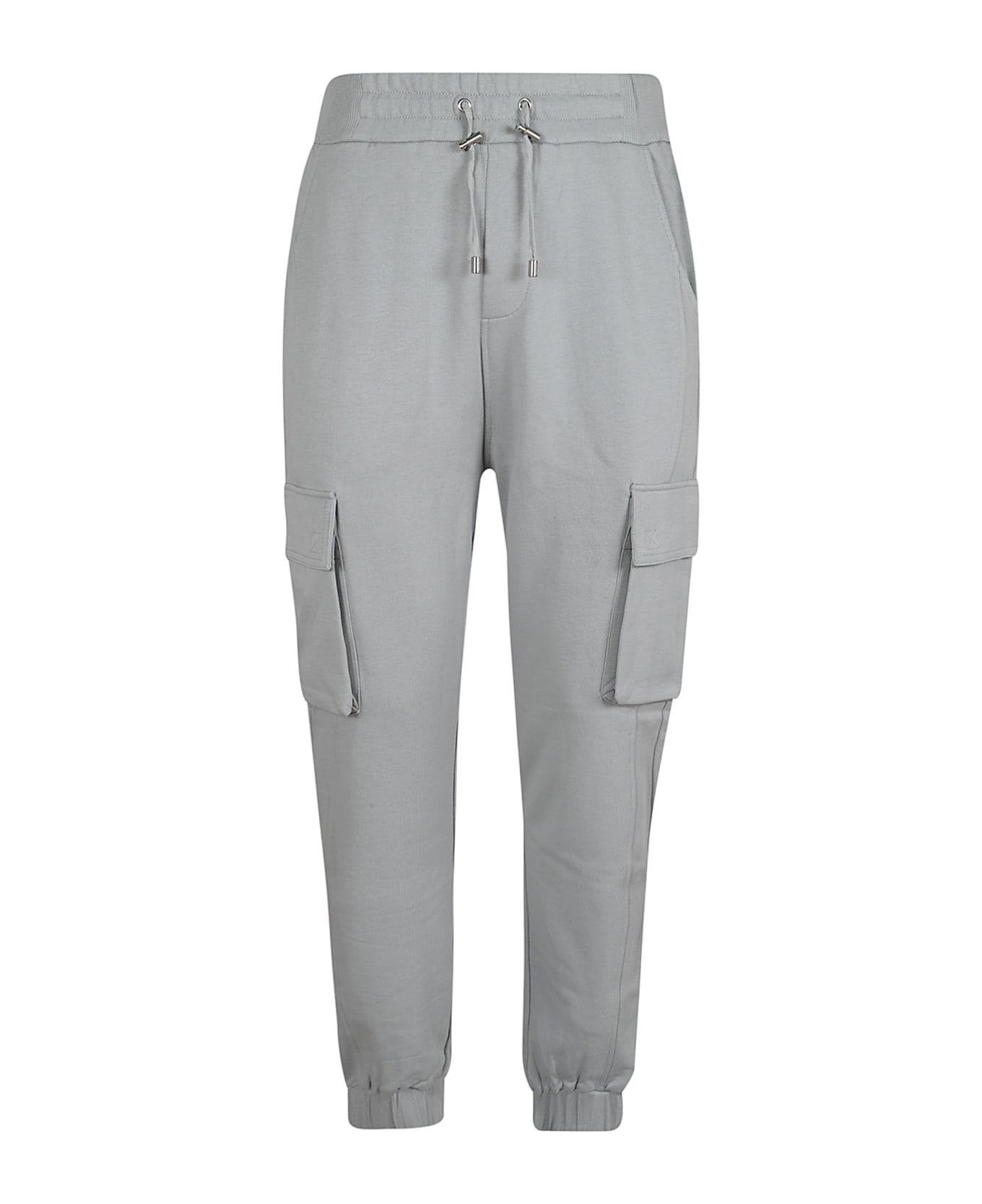 Balmain Print Cargo Sweatpants - Yhg Gris Chrome Blanc