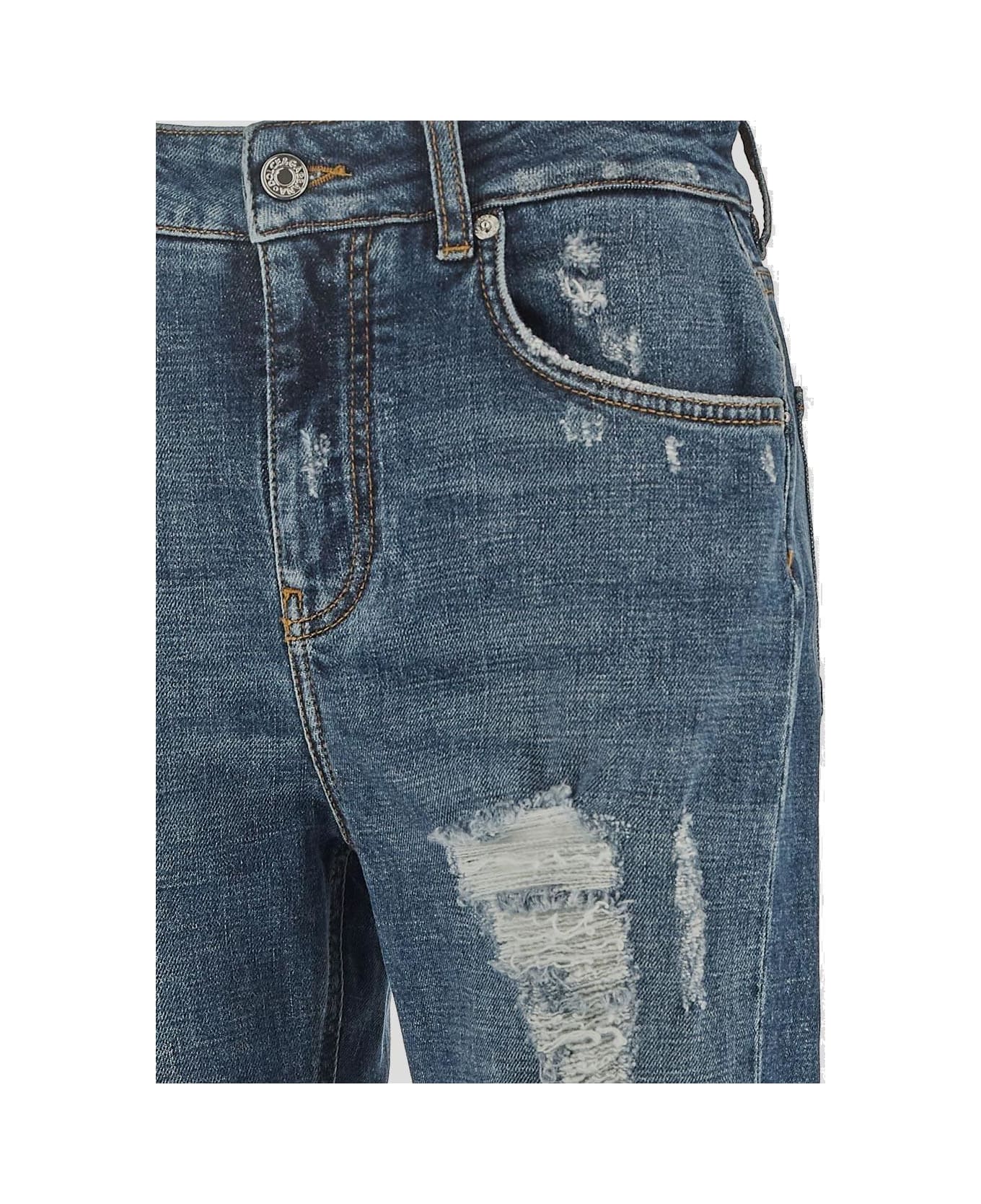 Dolce & Gabbana Distressed Straight Leg Cropped Jeans - Neutro