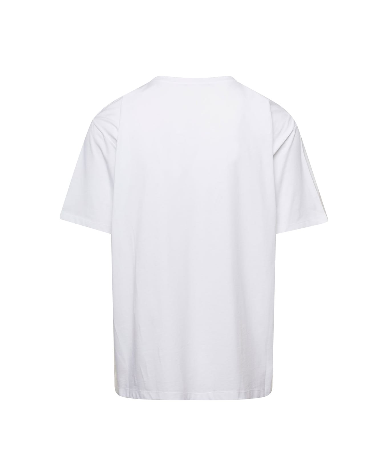 Balmain White Crewneck T-shirt With Contrasting Logo Lettering Print In Cotton Man - White