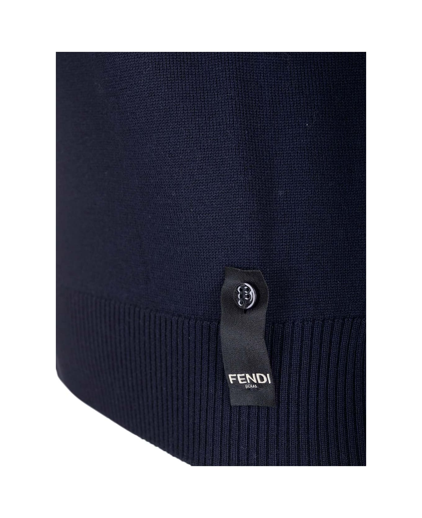 Fendi Navy Blue Wool Sweater - Blue