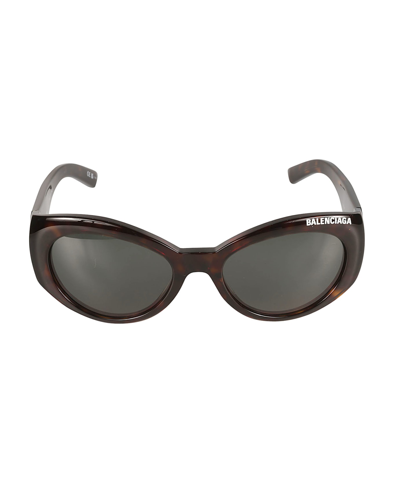 Balenciaga Eyewear Flame Effect Round Frame Sunglasses - Havana/Green