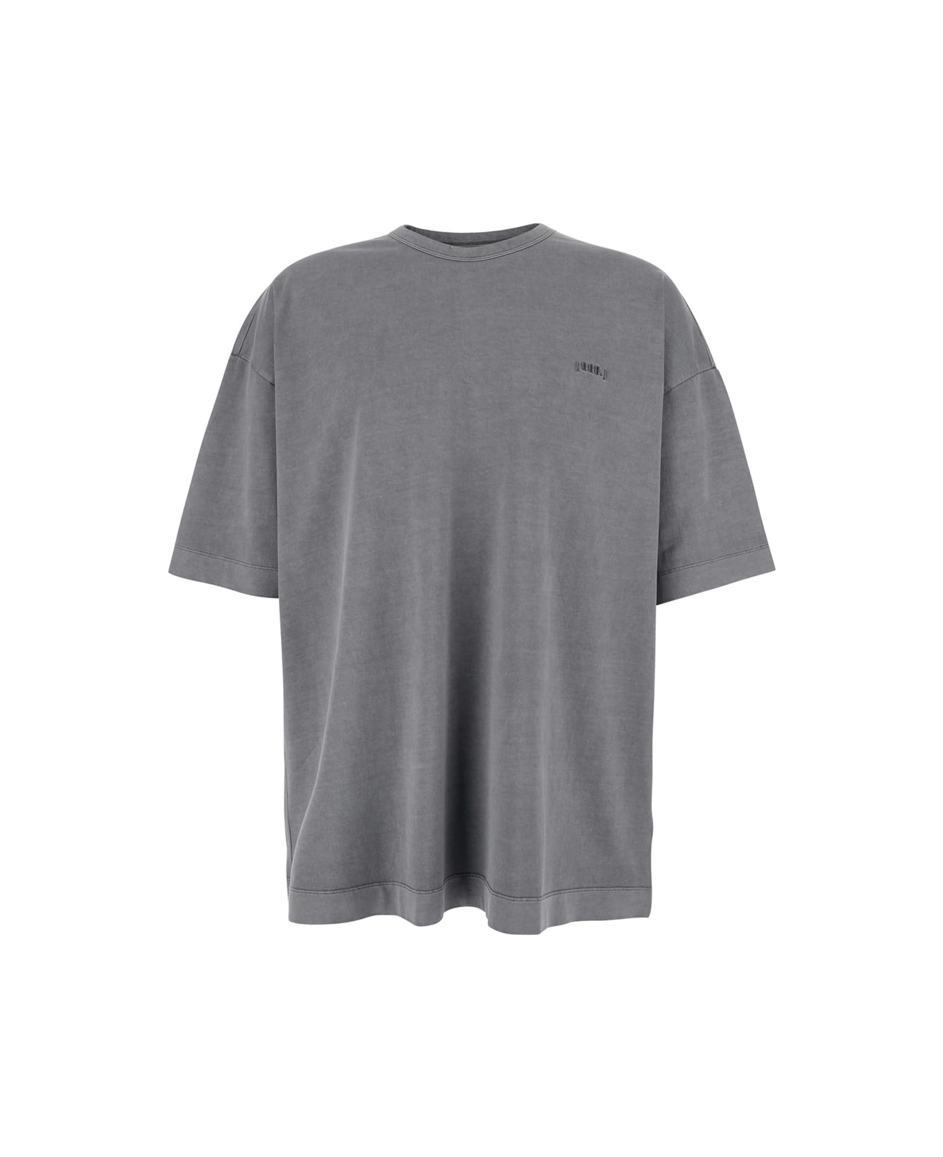 Juun.J Grey T-shirt With Logo Embroidered On The Front And Print On The Back In Cotton Man - Grey