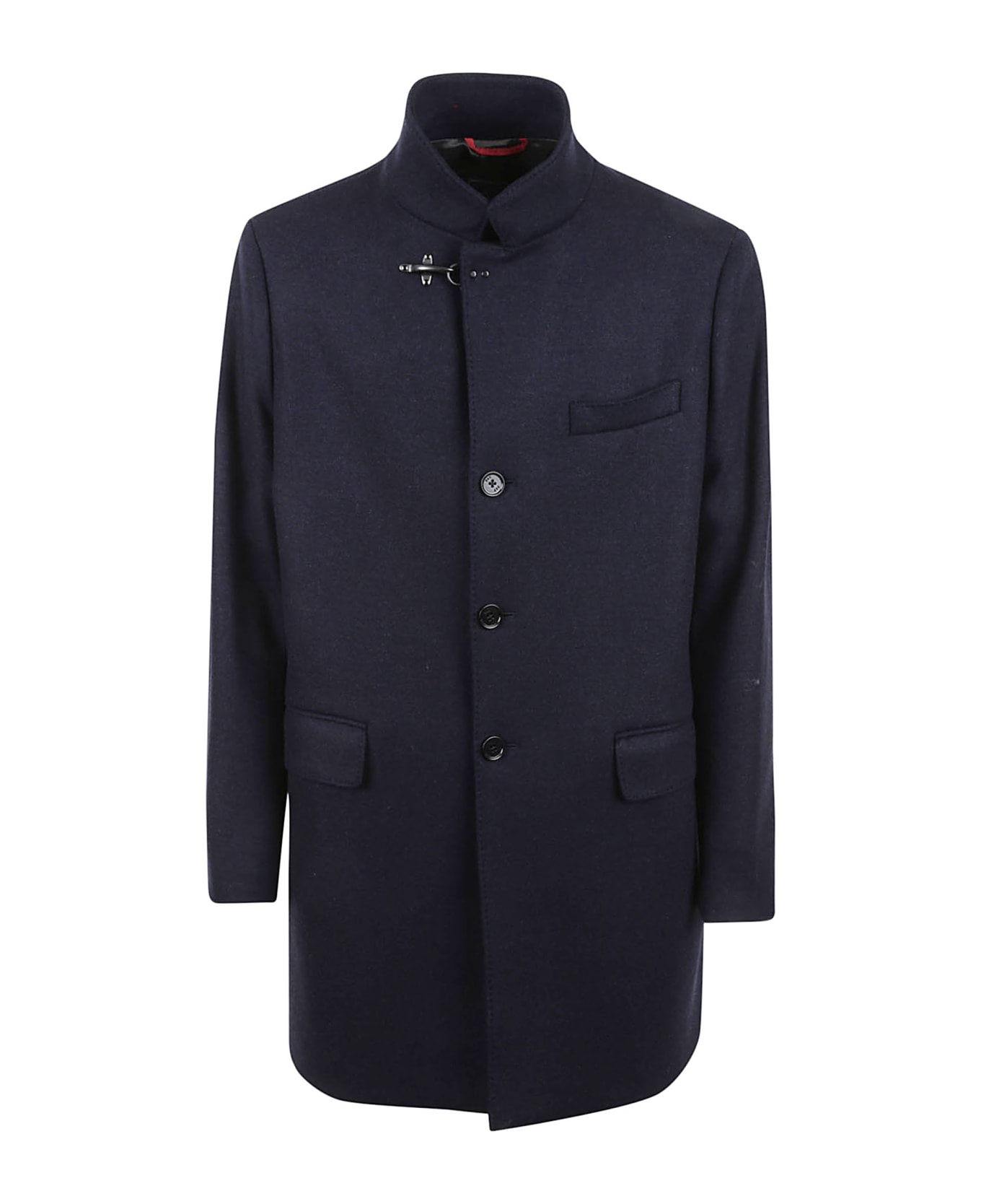 Fay Standing Collar Toggle Coat - Blue