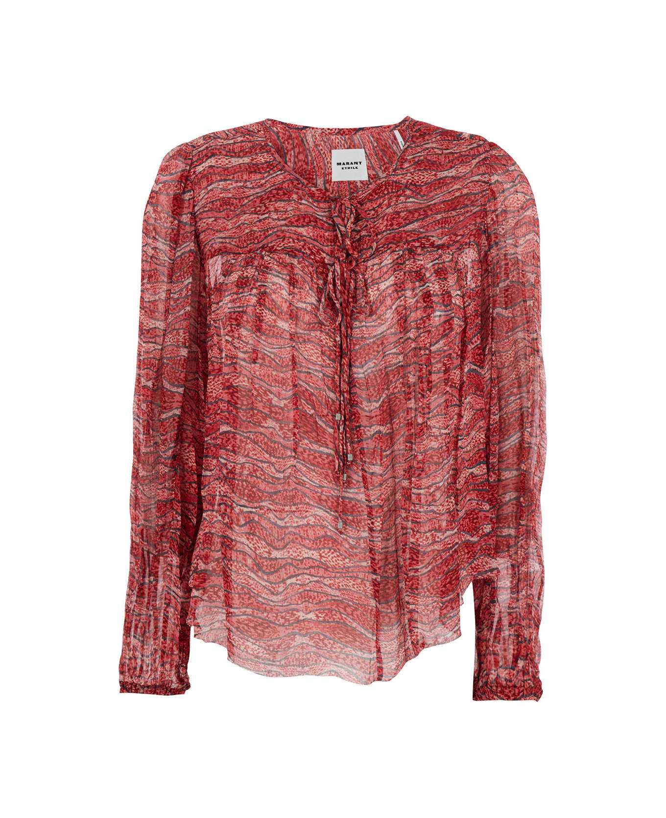 Marant Étoile 
advika
 Red Semi-transparent Shirt With All-over Print In Viscose Woman - Red