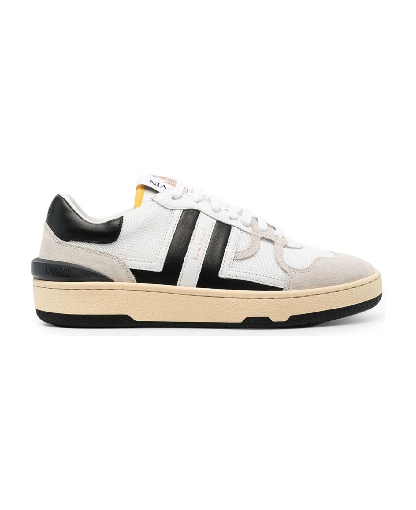 Lanvin White Leather And Mesh Clay Low Top Sneakers - White