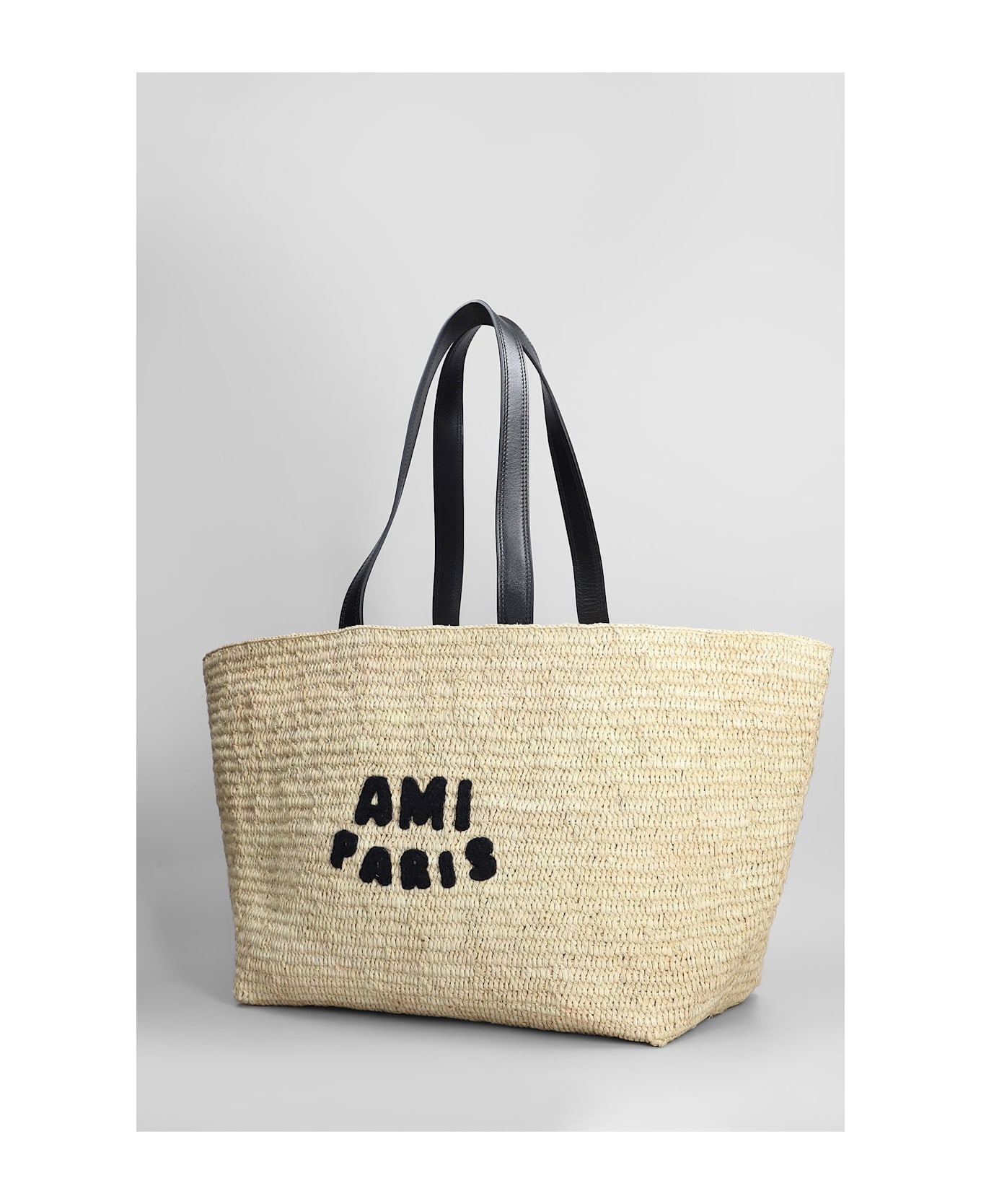 Ami Alexandre Mattiussi Tote In Beige Raffia - beige