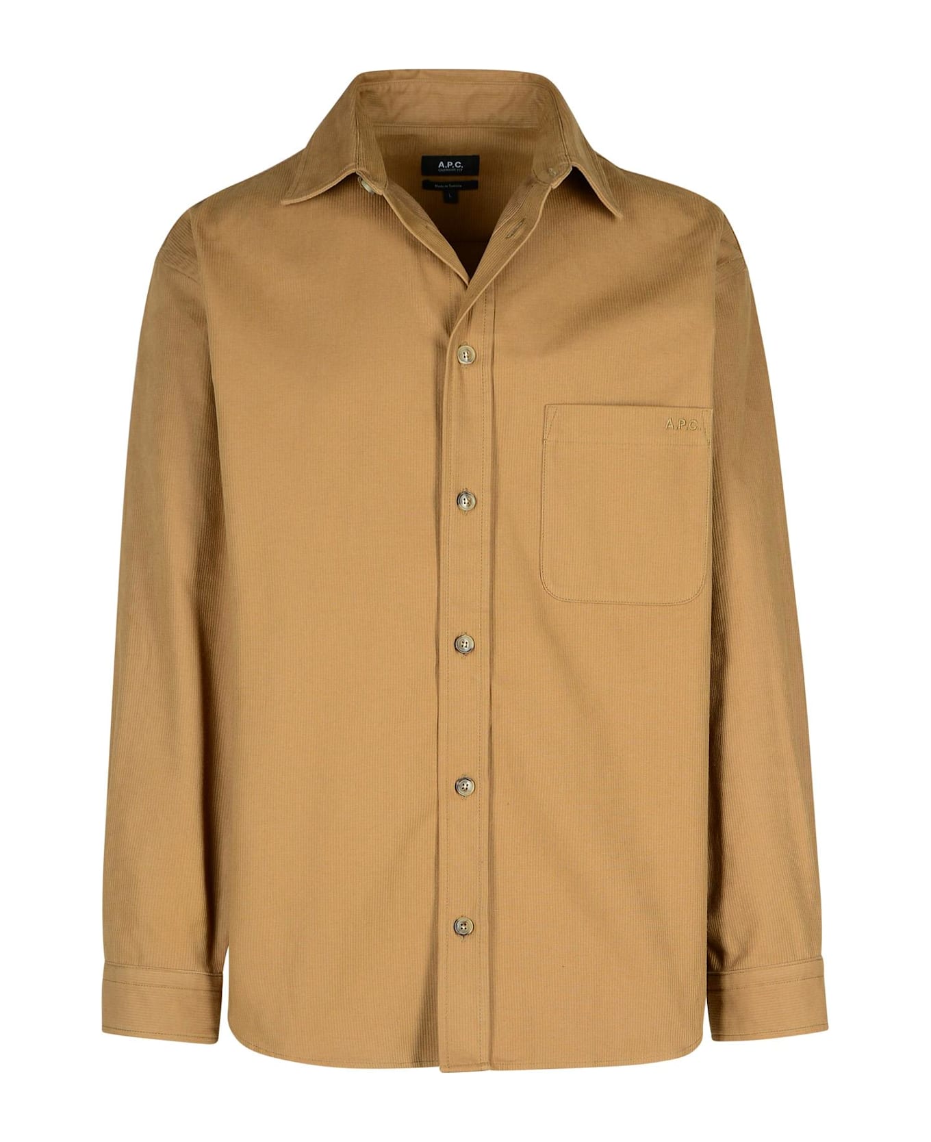 A.P.C. 
emilien
 Beige Cotton Shirt - Bac Dark Beige