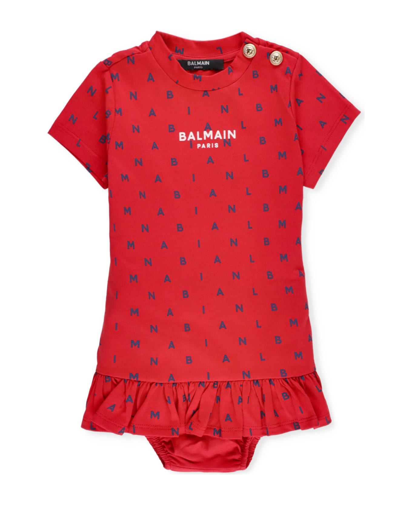 Balmain Logoed Dress - Red