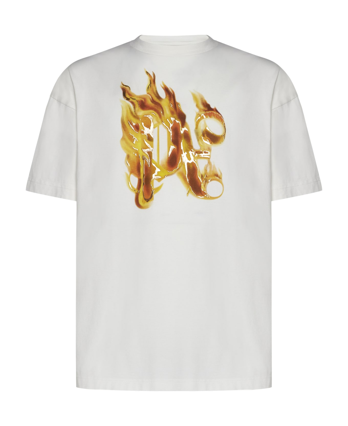 Palm Angels Burning Monogram T-shirt - Off white gold シャツ