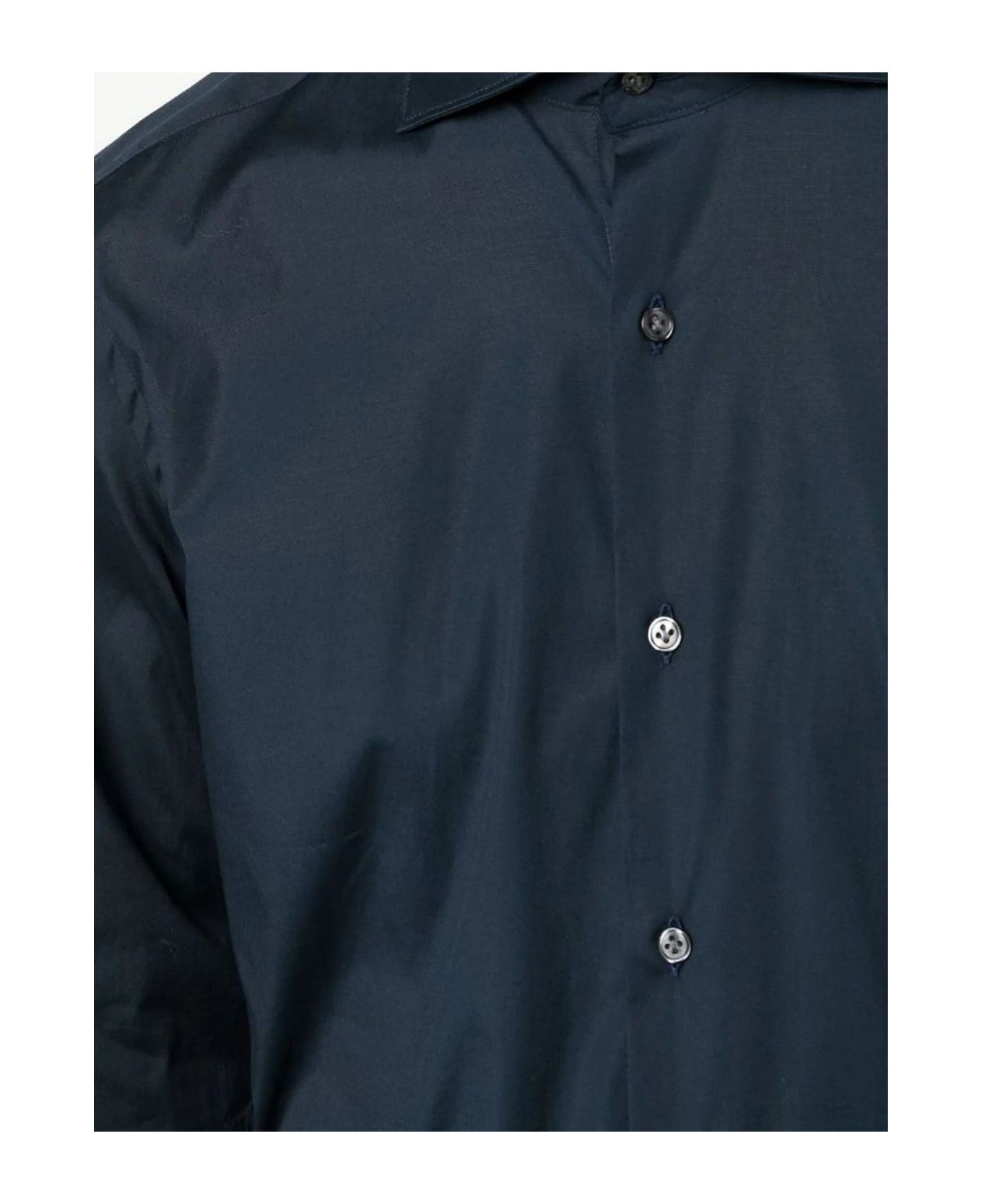 Fay Navy Blue Stretch-cotton Shirt - Blue